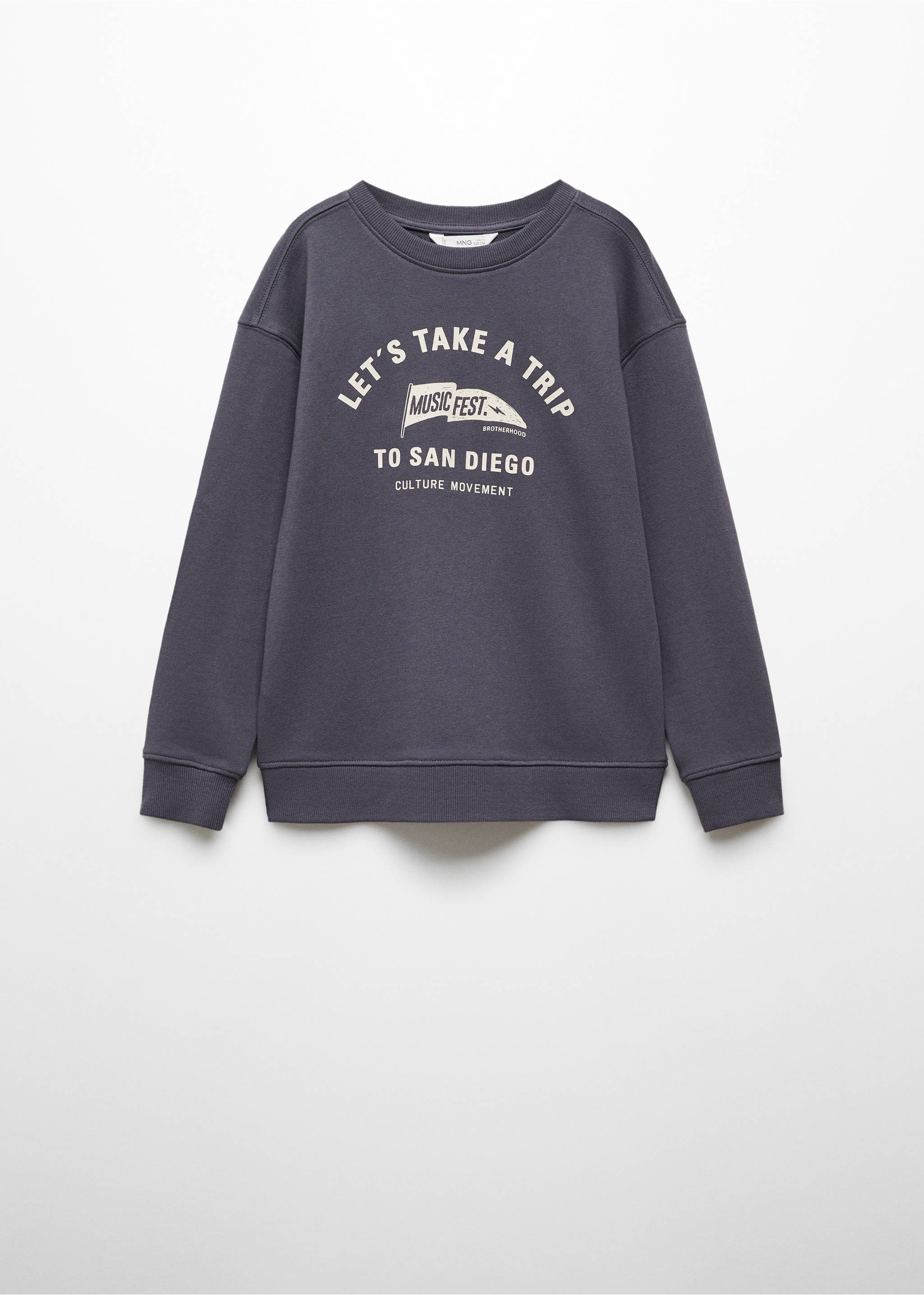 Message cotton sweatshirt - Article without model, Charcoal. Ref: 67070655-00.