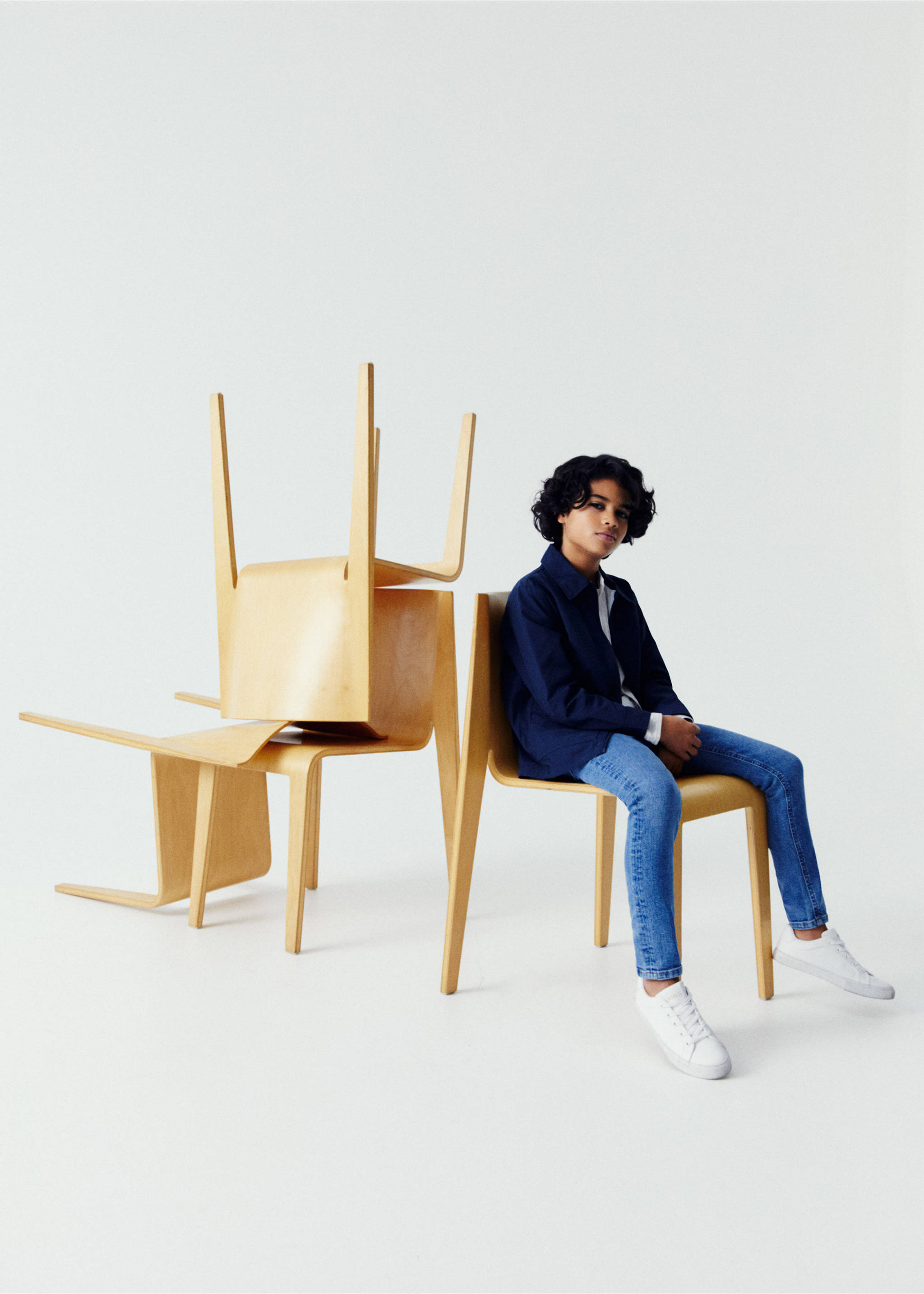 Cotton skinny Jeans - Details of the article 5, Medium Blue. Ref: 67070660-00.