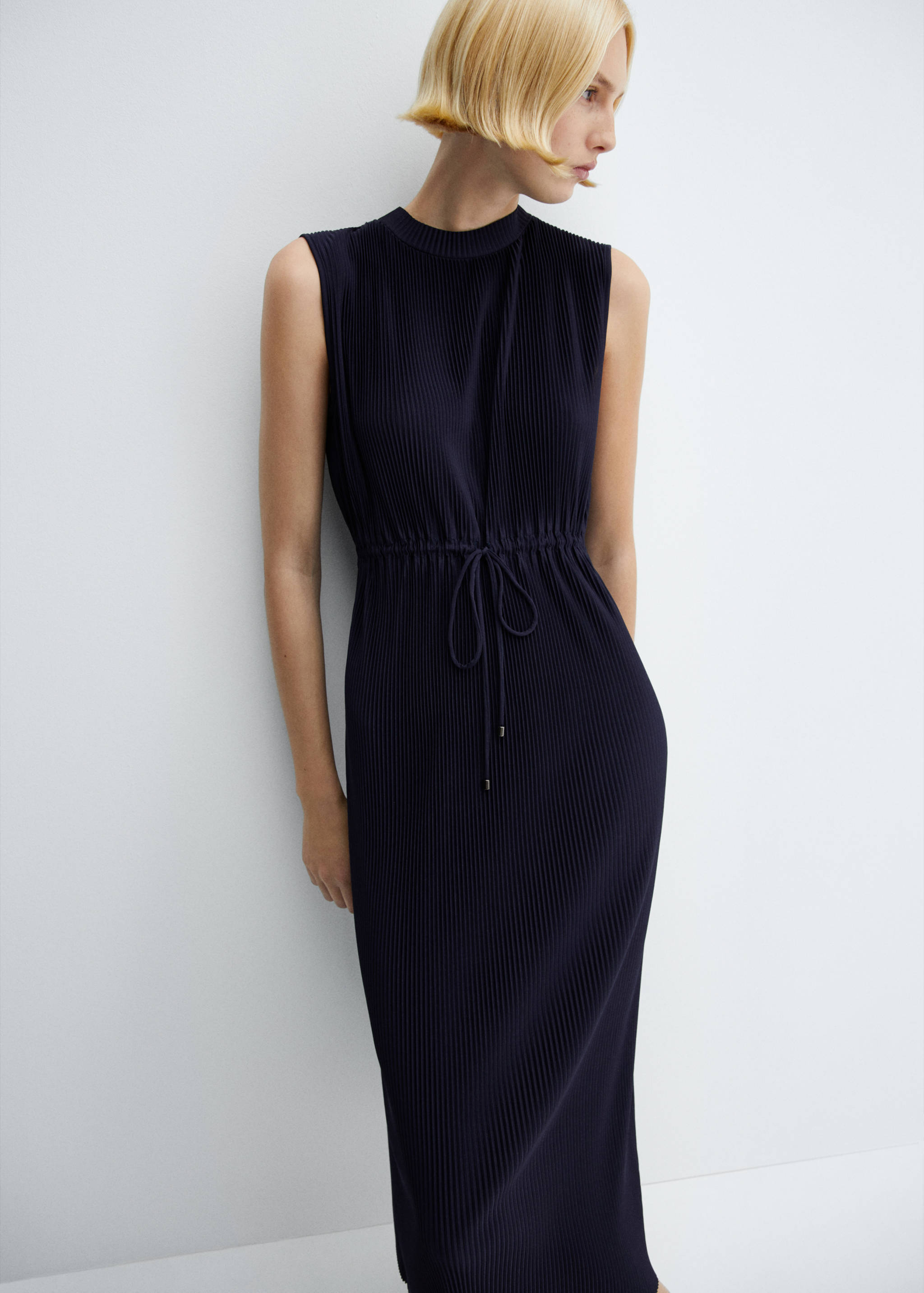 Geplooide midi-jurk - Middenvlak