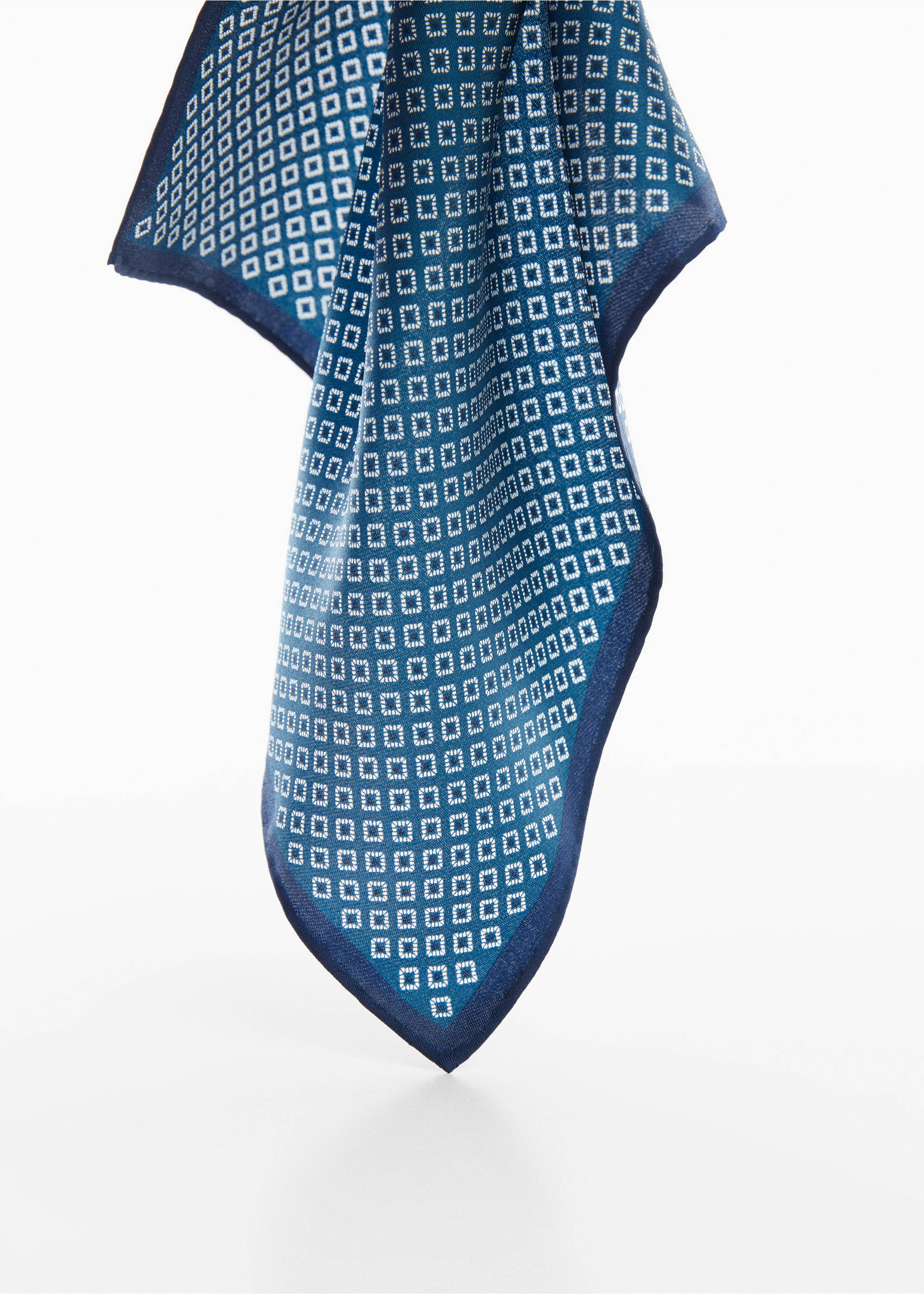 Printed mulberry silk scarf - Medium plane, Navy. Ref: 67070669-00.