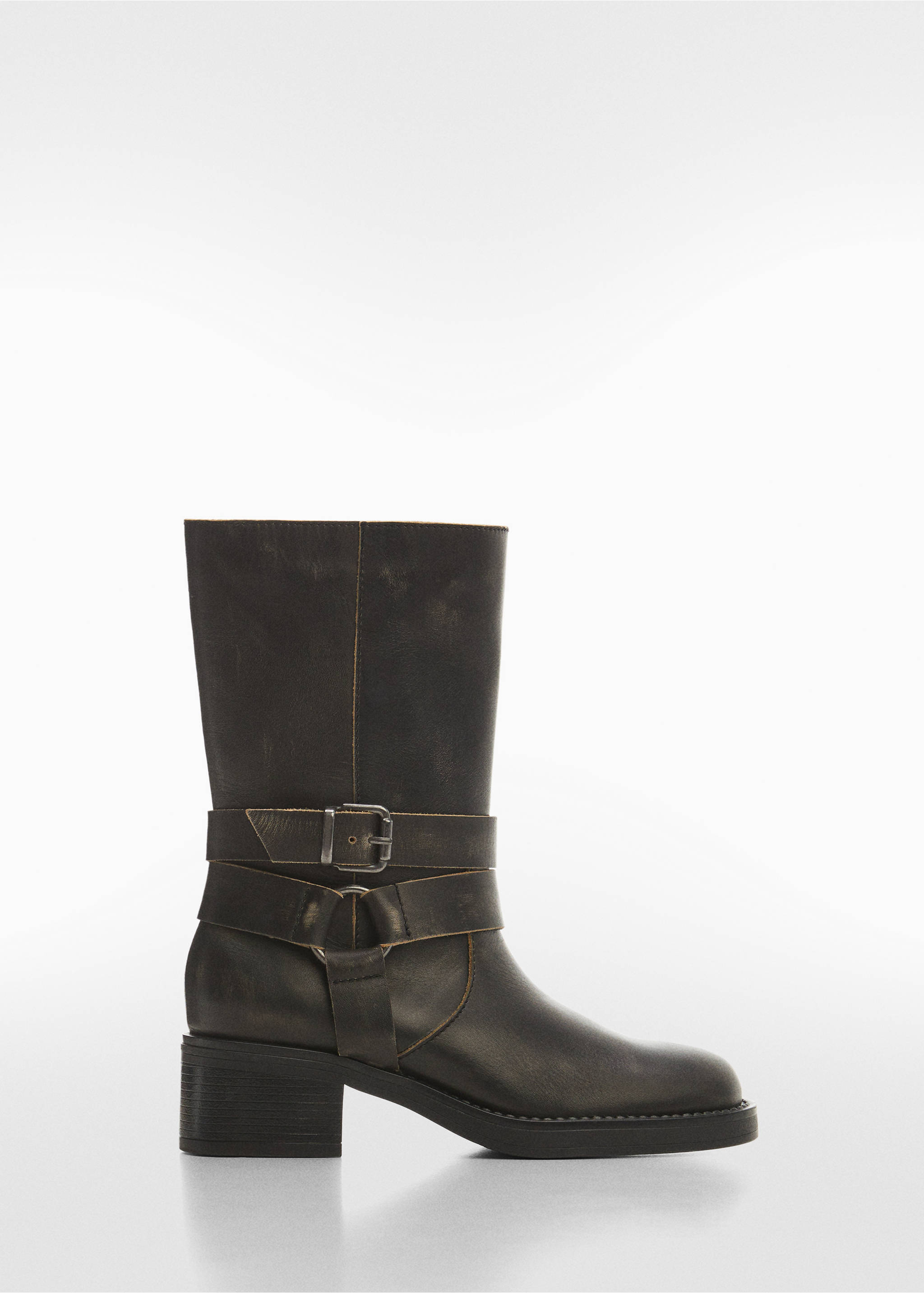Buckles leather boots - Article without model, Dark Green. Ref: 67070683-00.