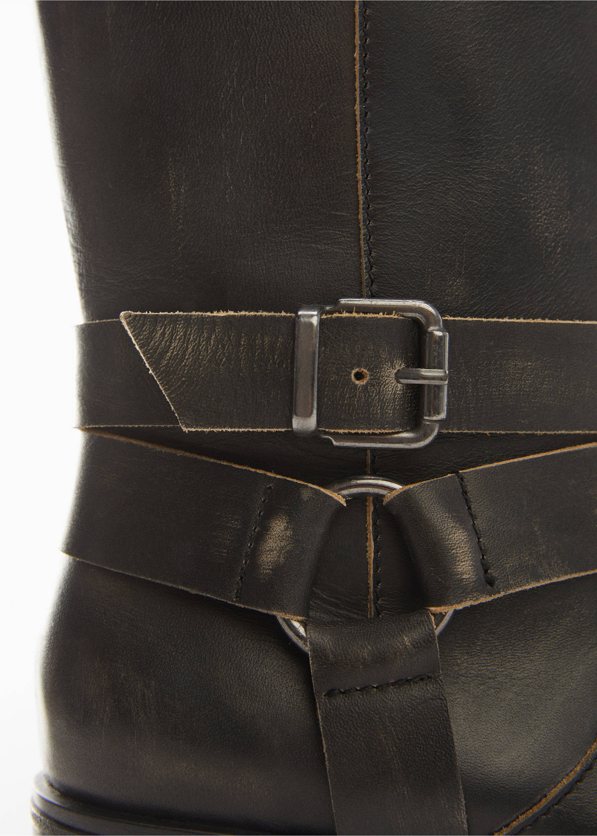 Buckles leather boots - Details of the article 2, Dark Green. Ref: 67070683-00.