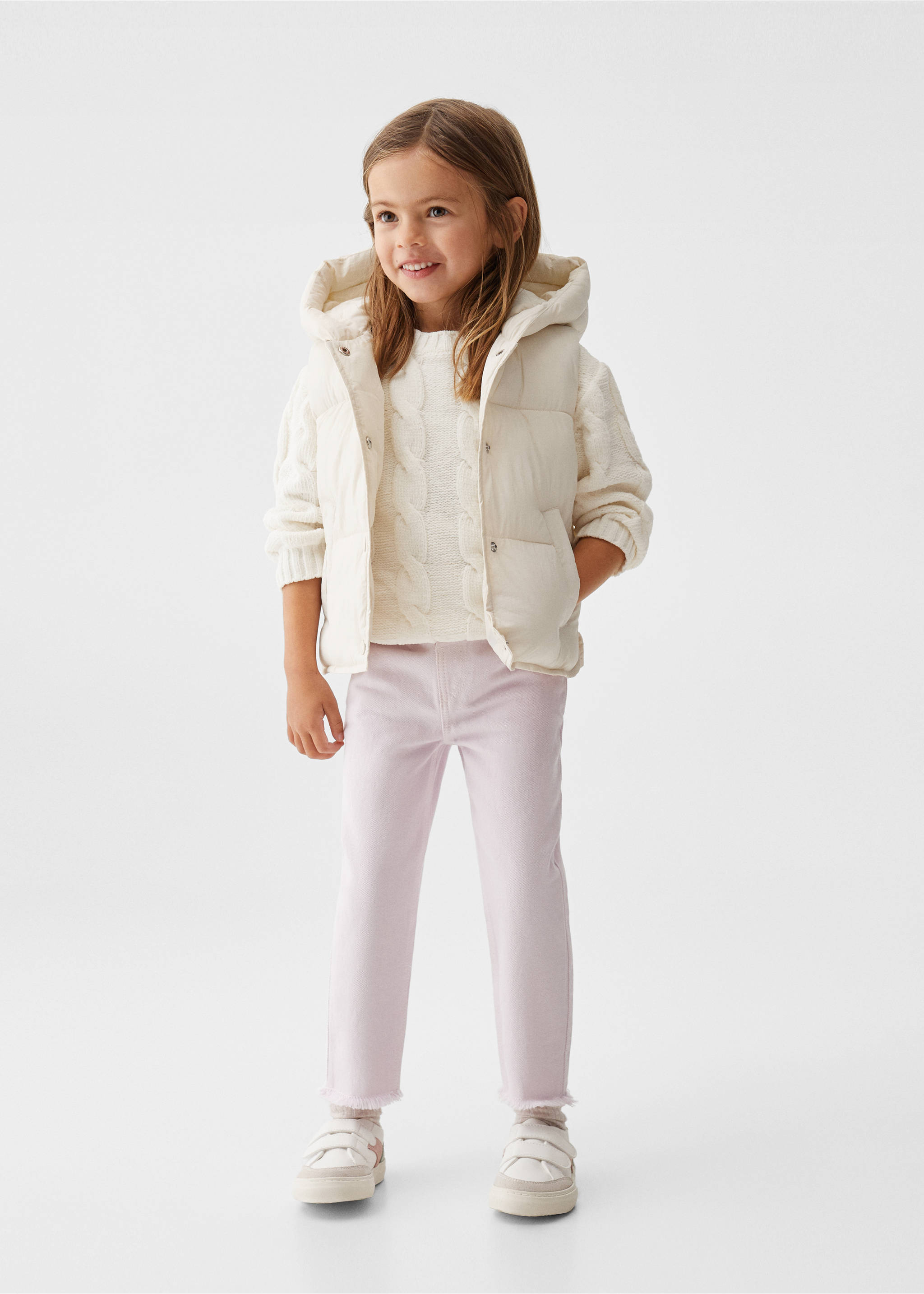 Quilted gilet with hood - General plane, Ecru. Ref: 67071010-00.