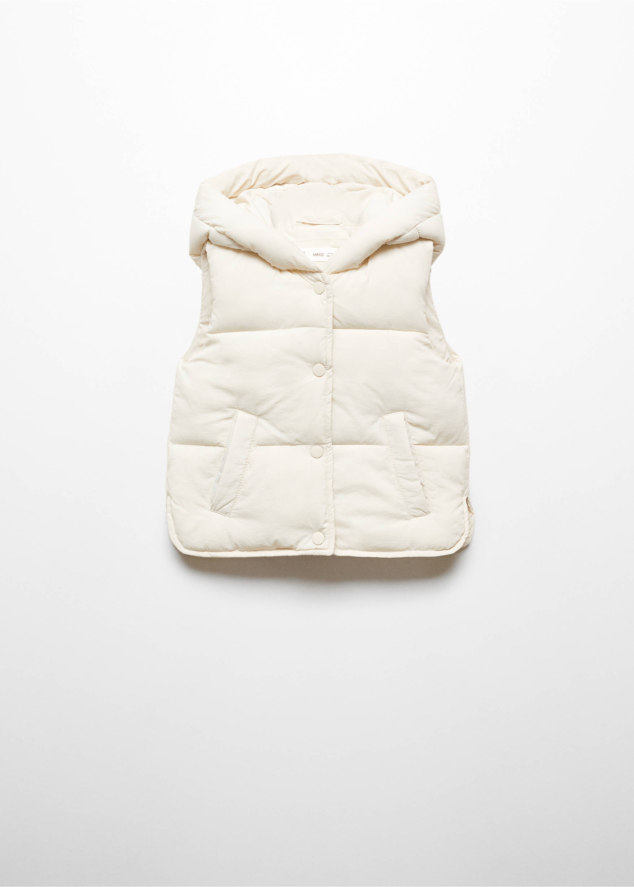 Quilted gilet with hood - Article without model, Ecru. Ref: 67071010-00.