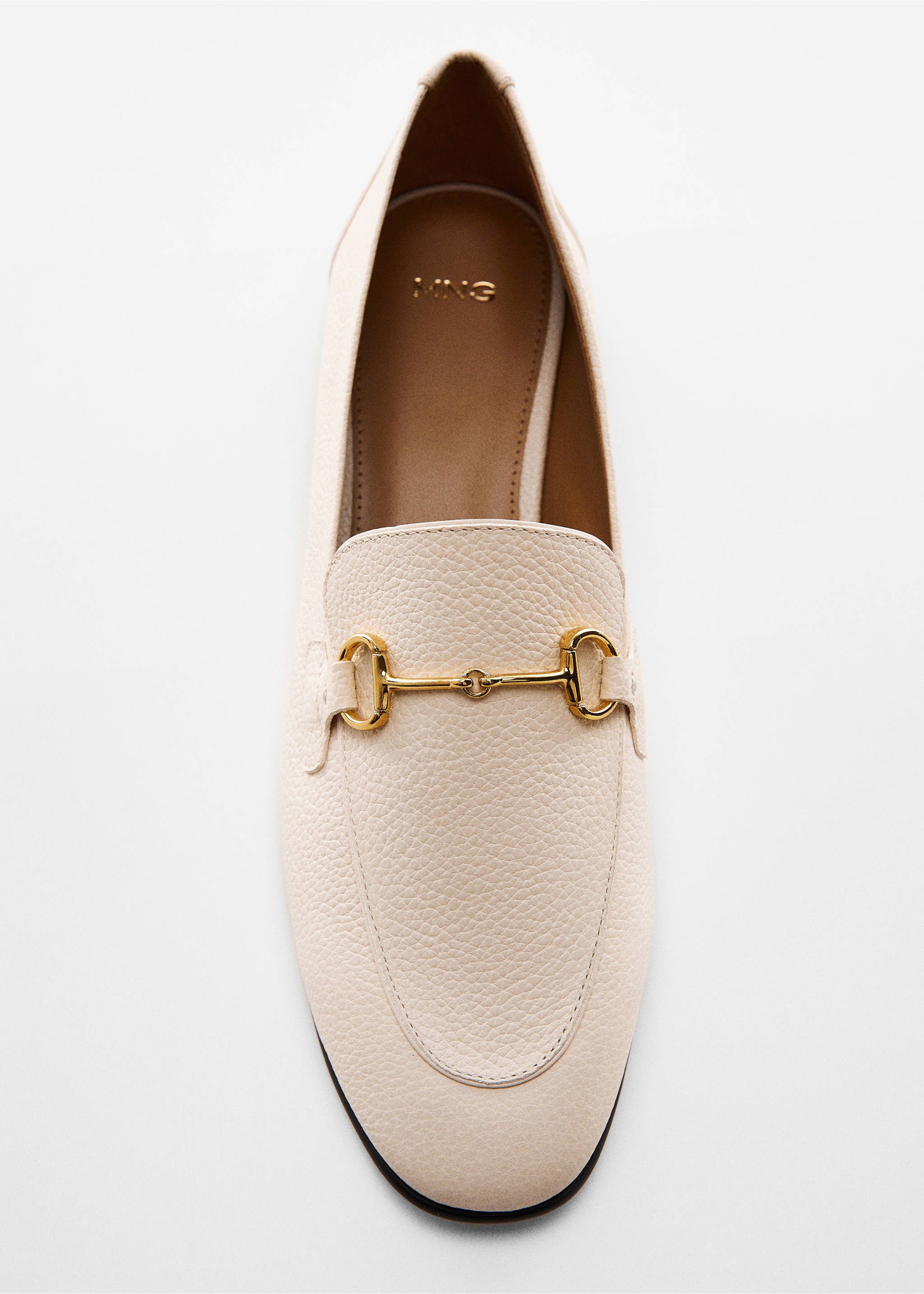 Leather loafers with metallic detail - Details of the article 5, White. Ref: 67072527-00.