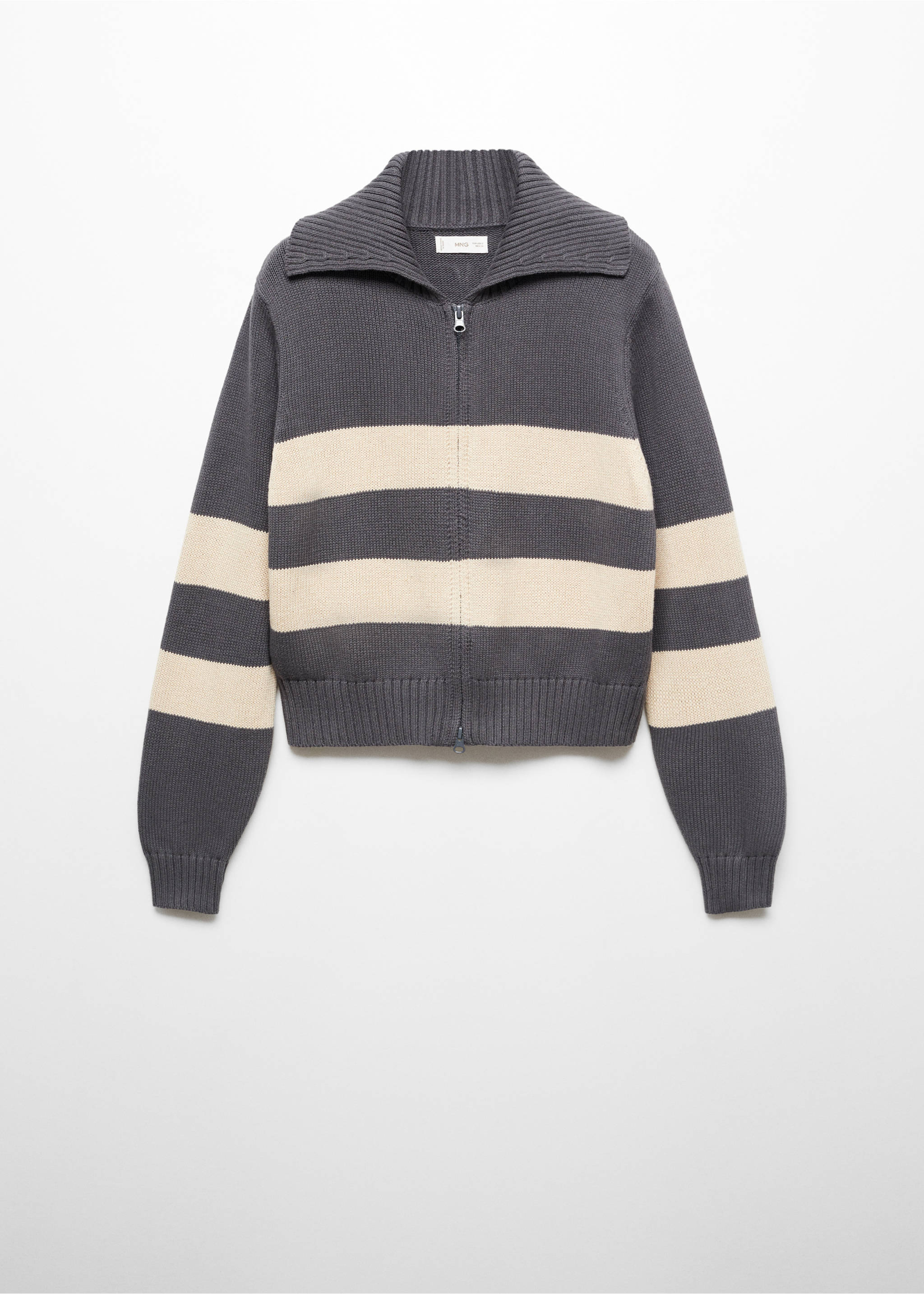 Zip knit sweater - Article without model, Charcoal. Ref: 67072913-00.