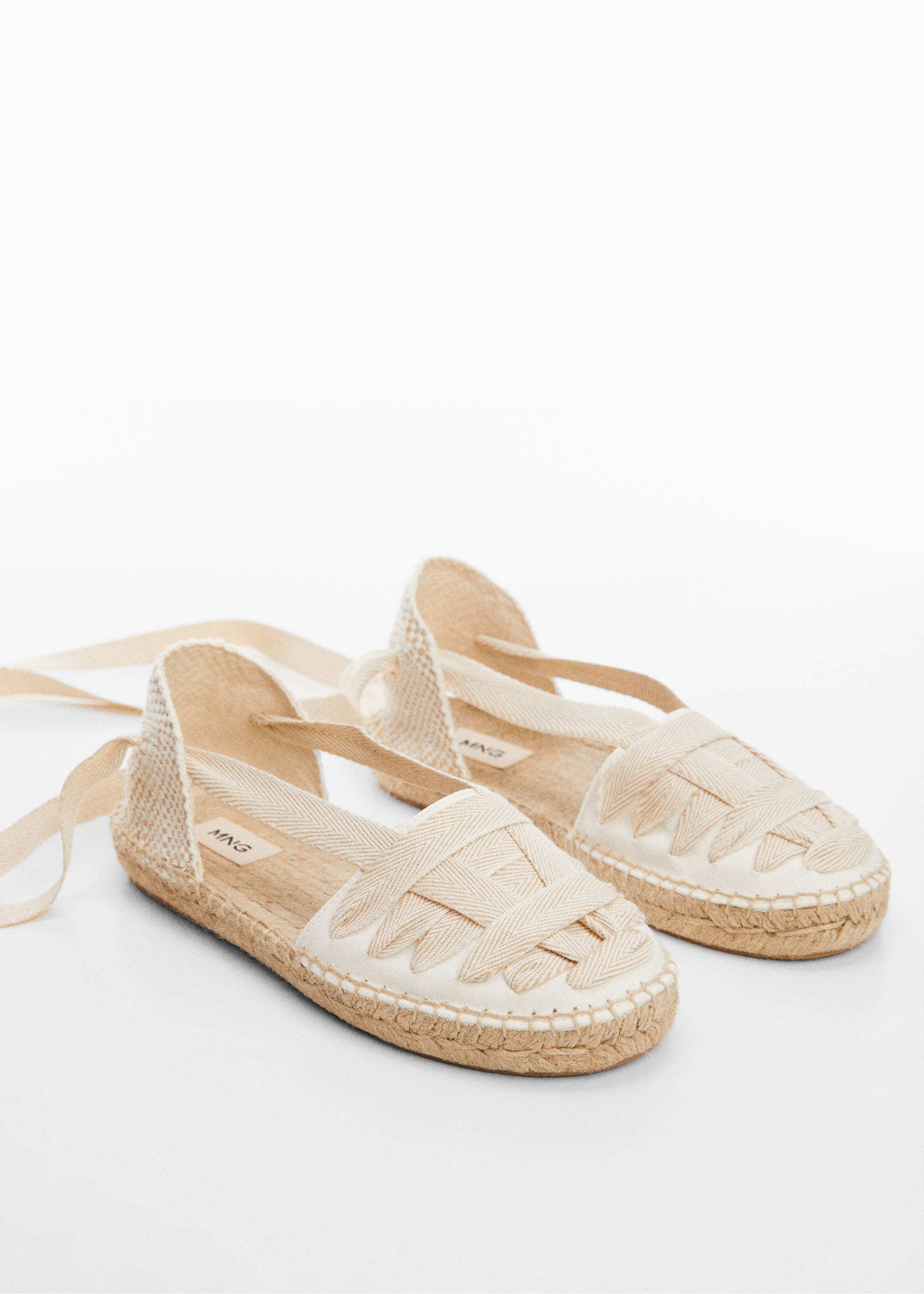 Espadrilles lacets - Plan moyen, Sable. Ref: 67073682-00.