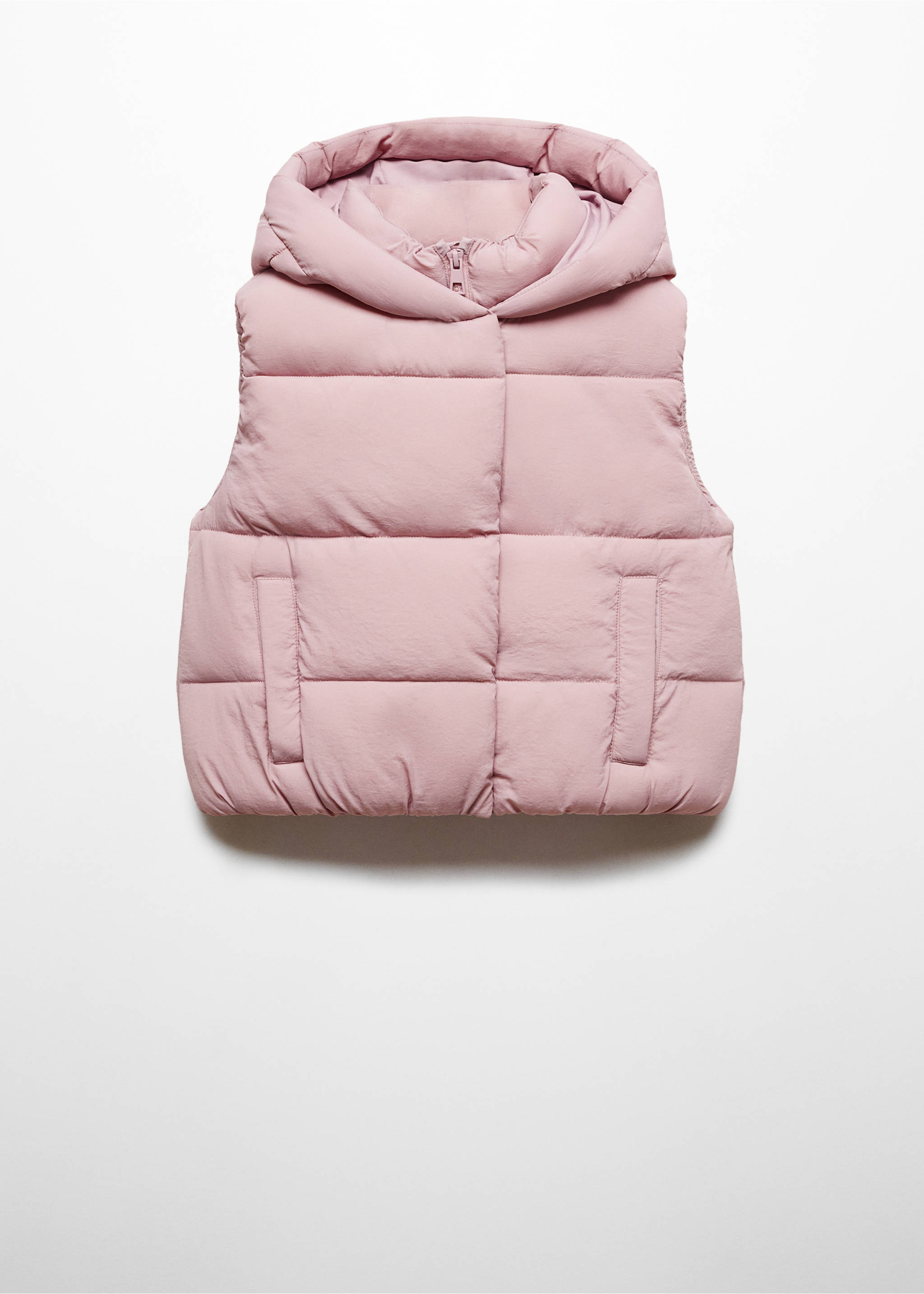 Quilted gilet with hood - Article without model, Lavender. Ref: 67073685-00.