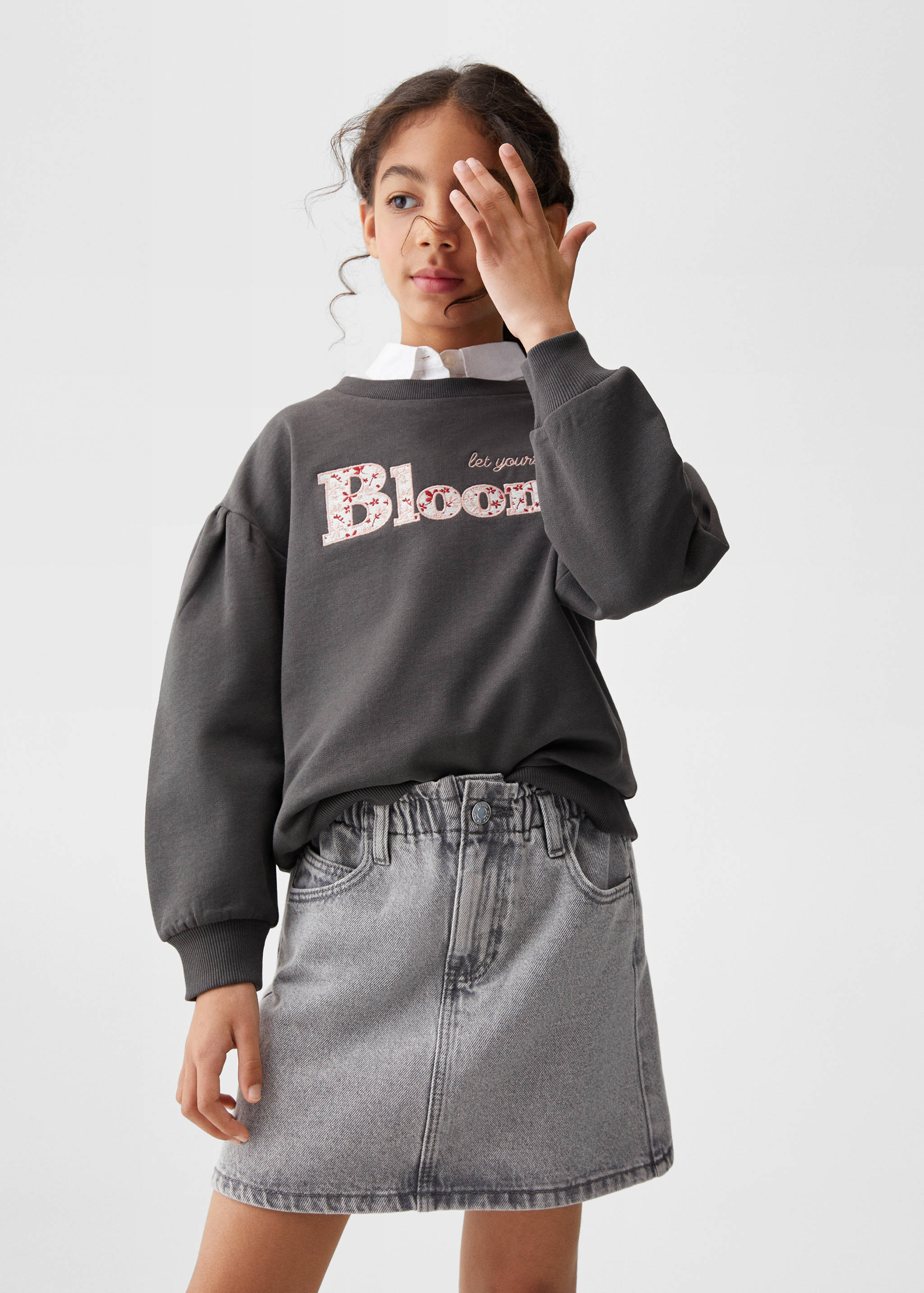 Paperbag denim skirt - Medium plane