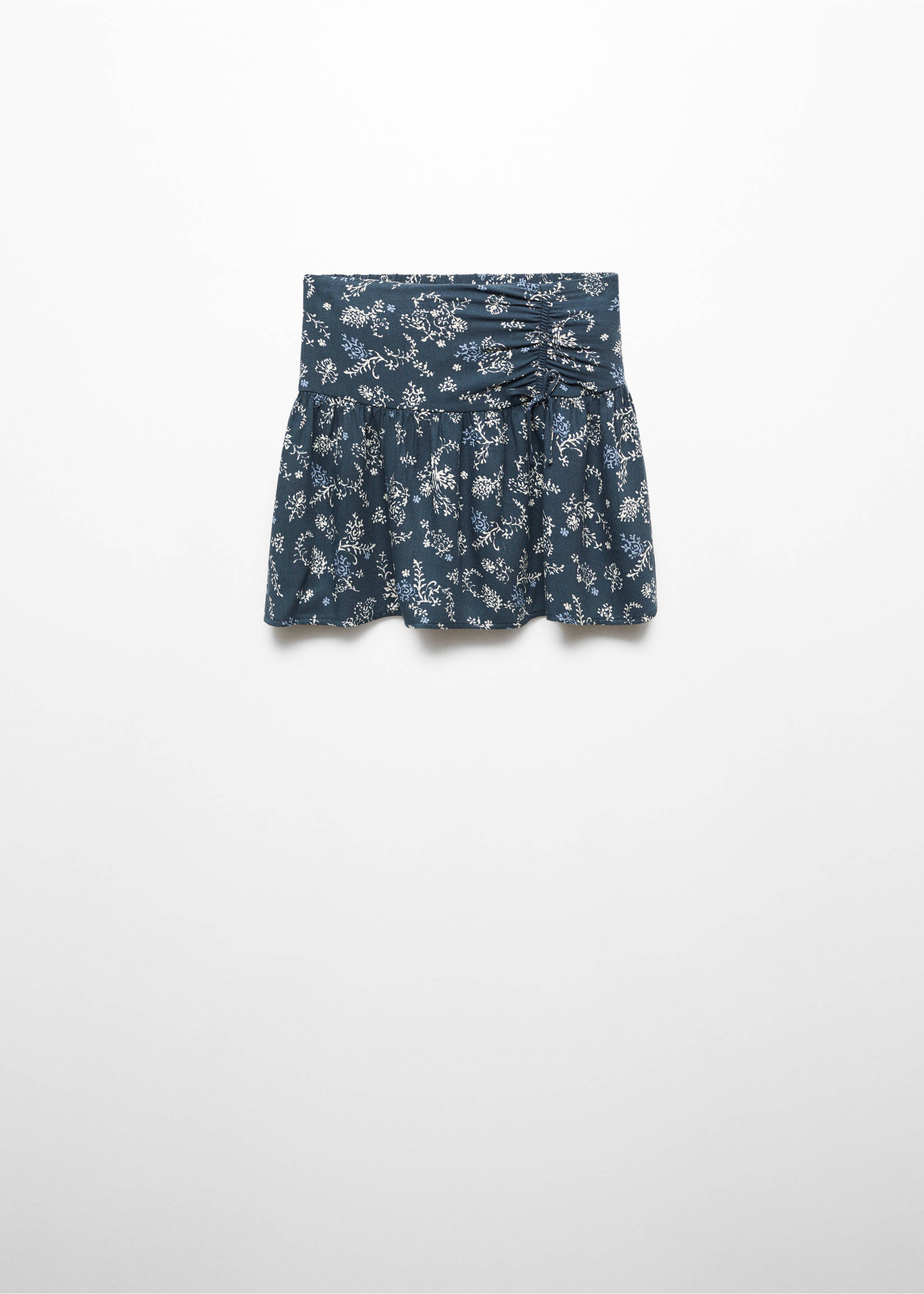 Gathered skirt with ruffle - Article without model, Dark Navy. Ref: 67073688-00.