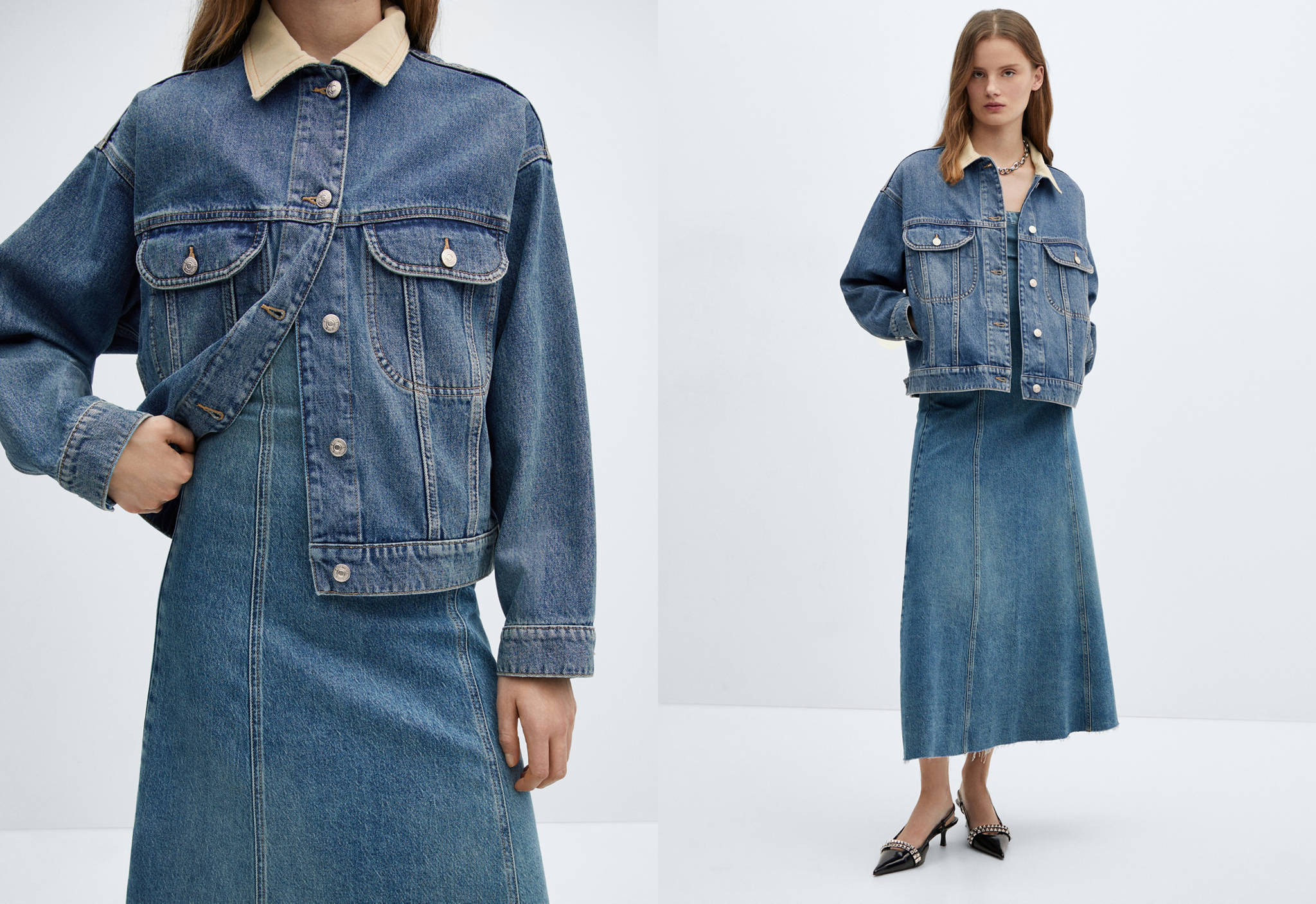 Blouson en jean contrasté - Plan panoramique