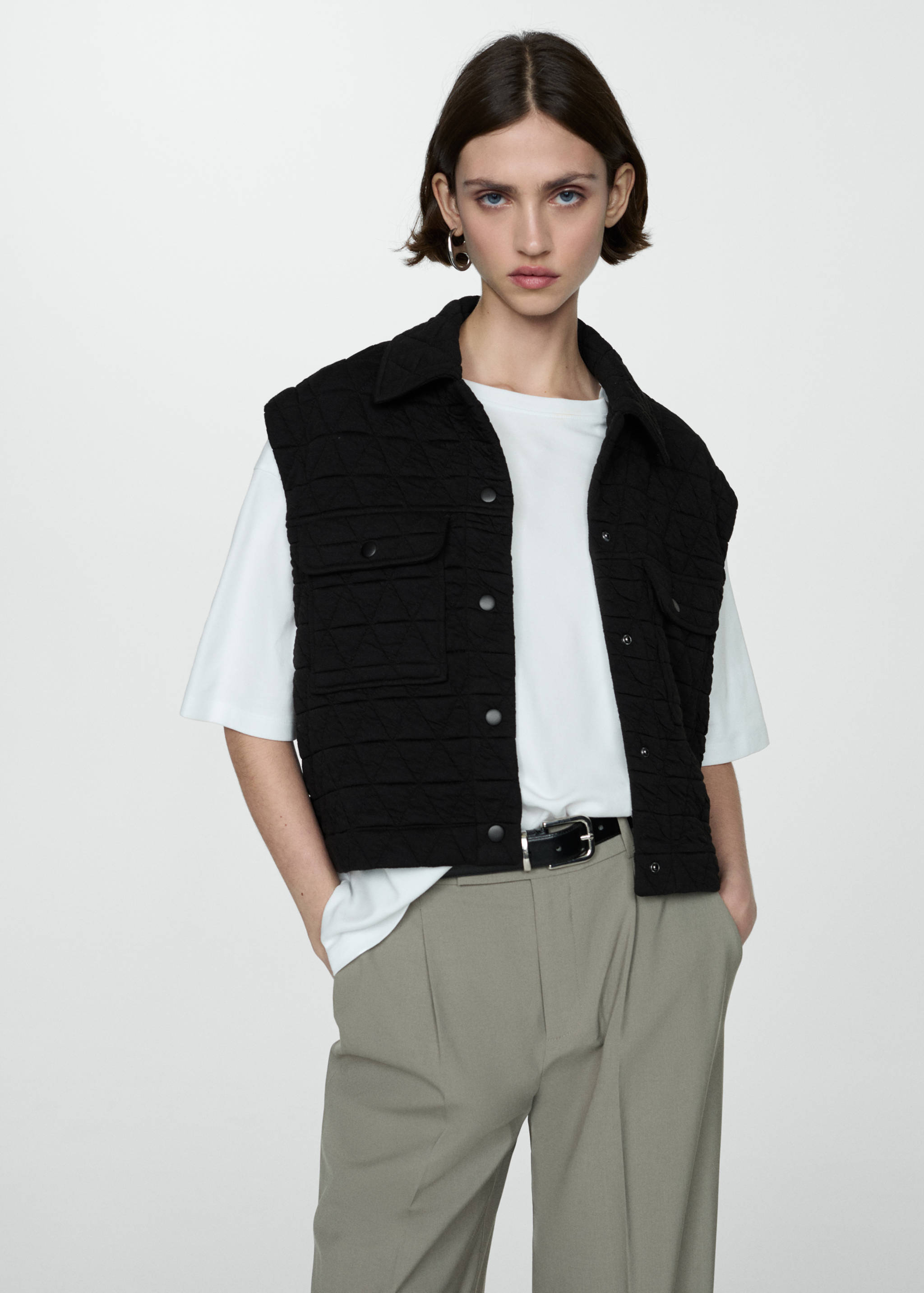 Gilet matelassé boutons - Plan moyen