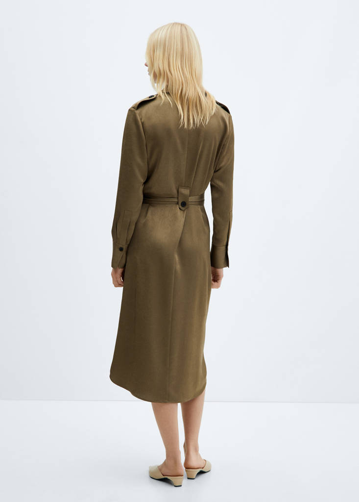 mango satin shirt dress Printed satin shirt dress - Women