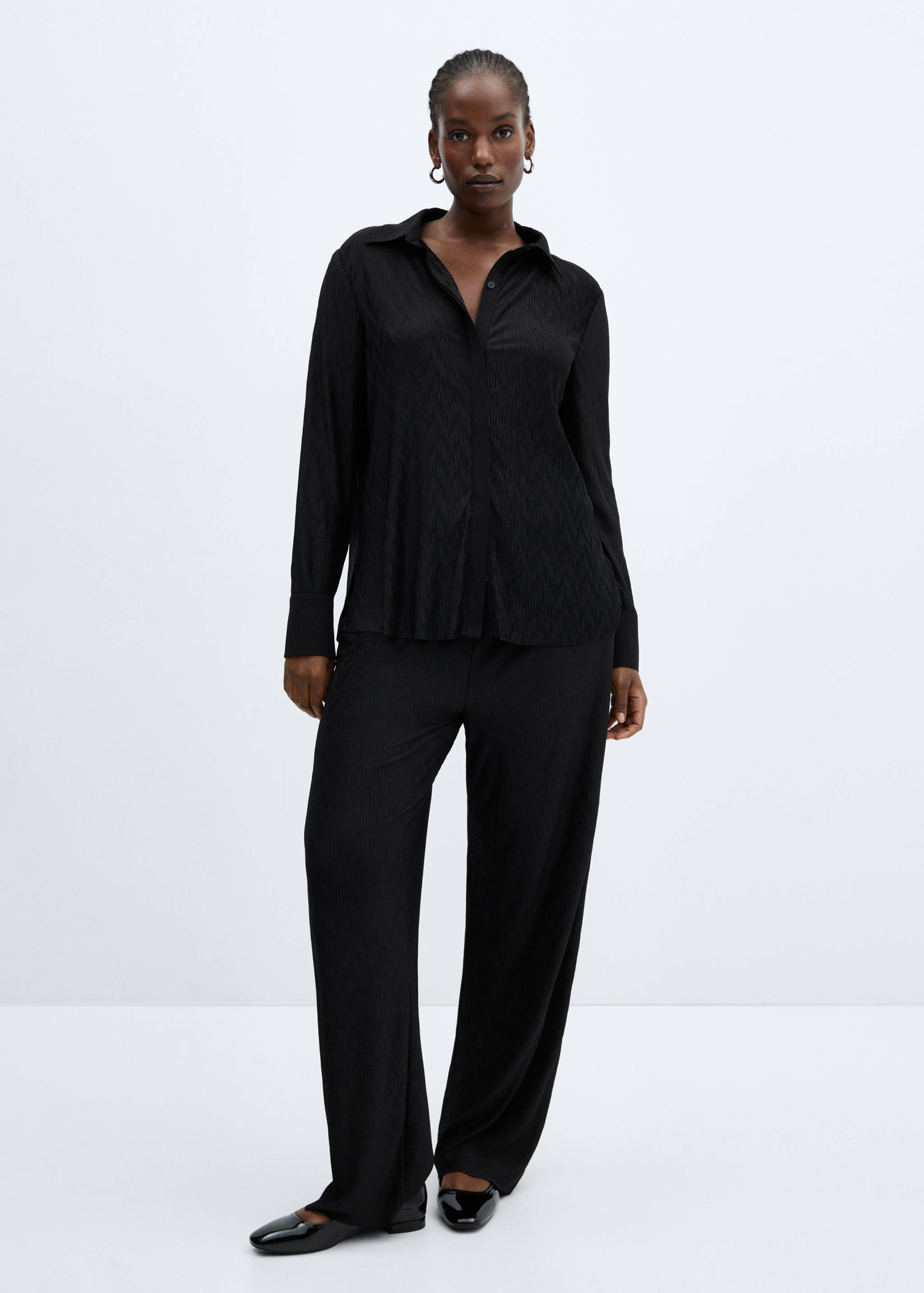 Kalhoty se strukturou a širokými nohavicemi - Detail zboží 3