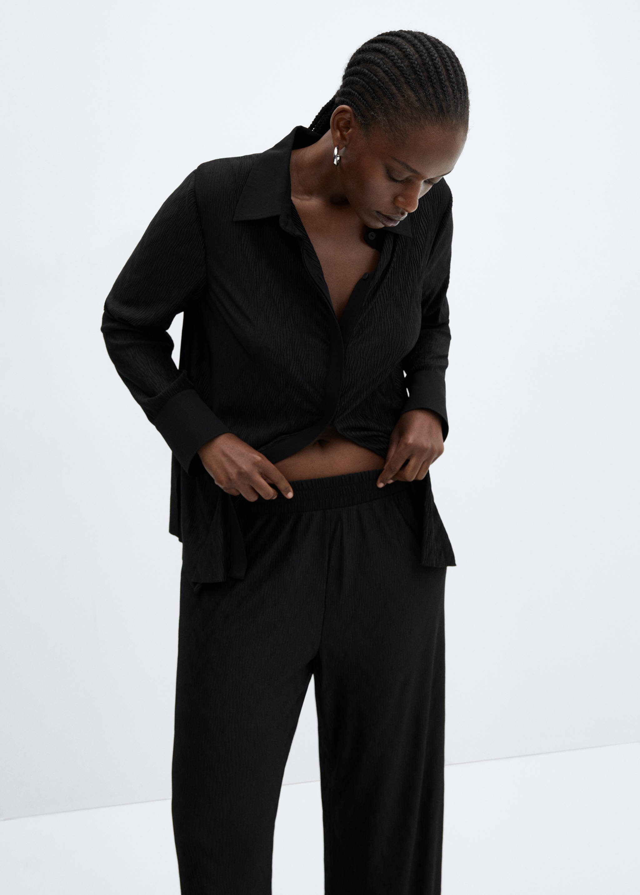 Kalhoty se strukturou a širokými nohavicemi - Detail zboží 5