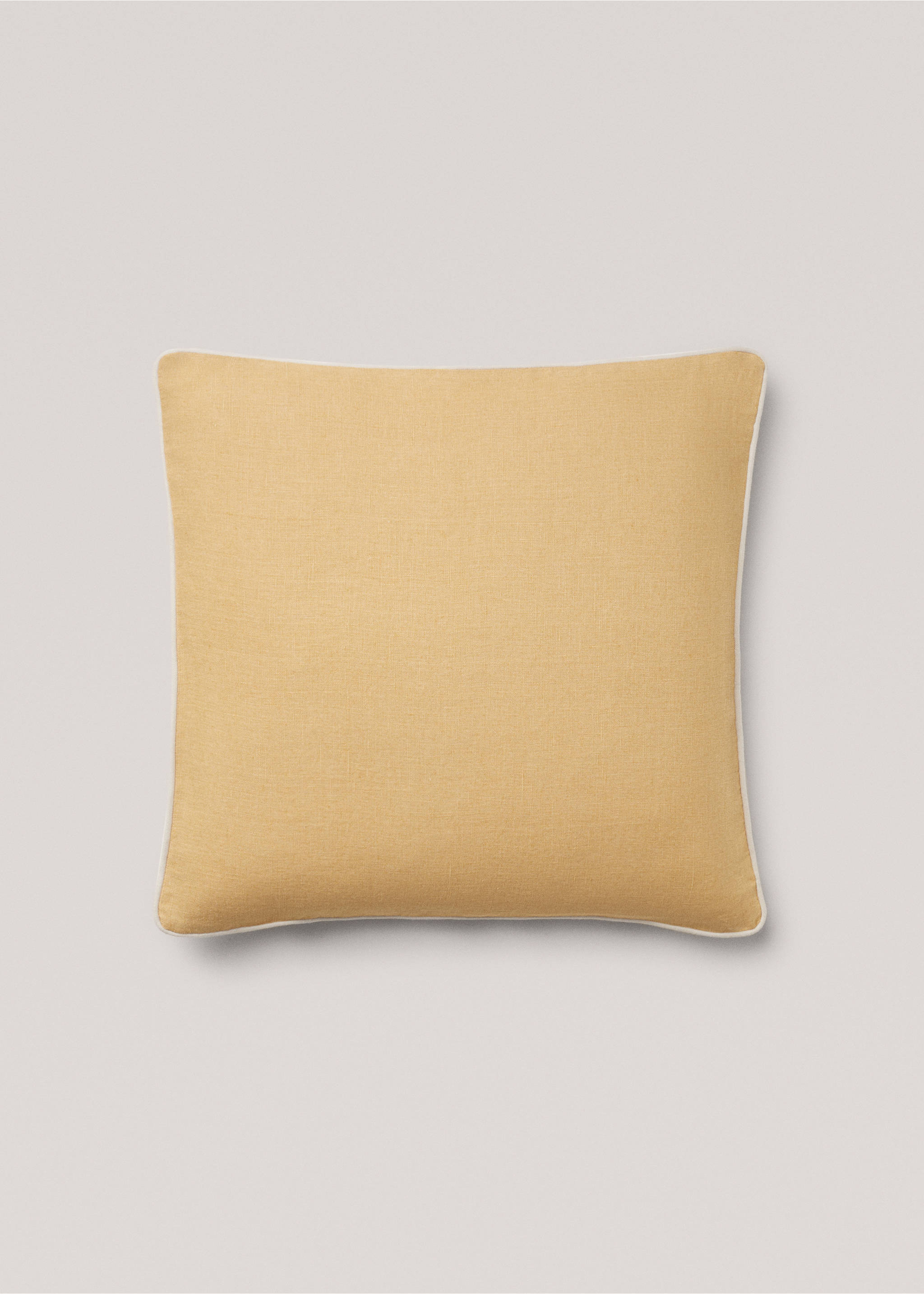 Housse de coussin 100 % lin liseré 60 x 60 cm - Article sans modèle, Ocre. Ref: 67074042-00.