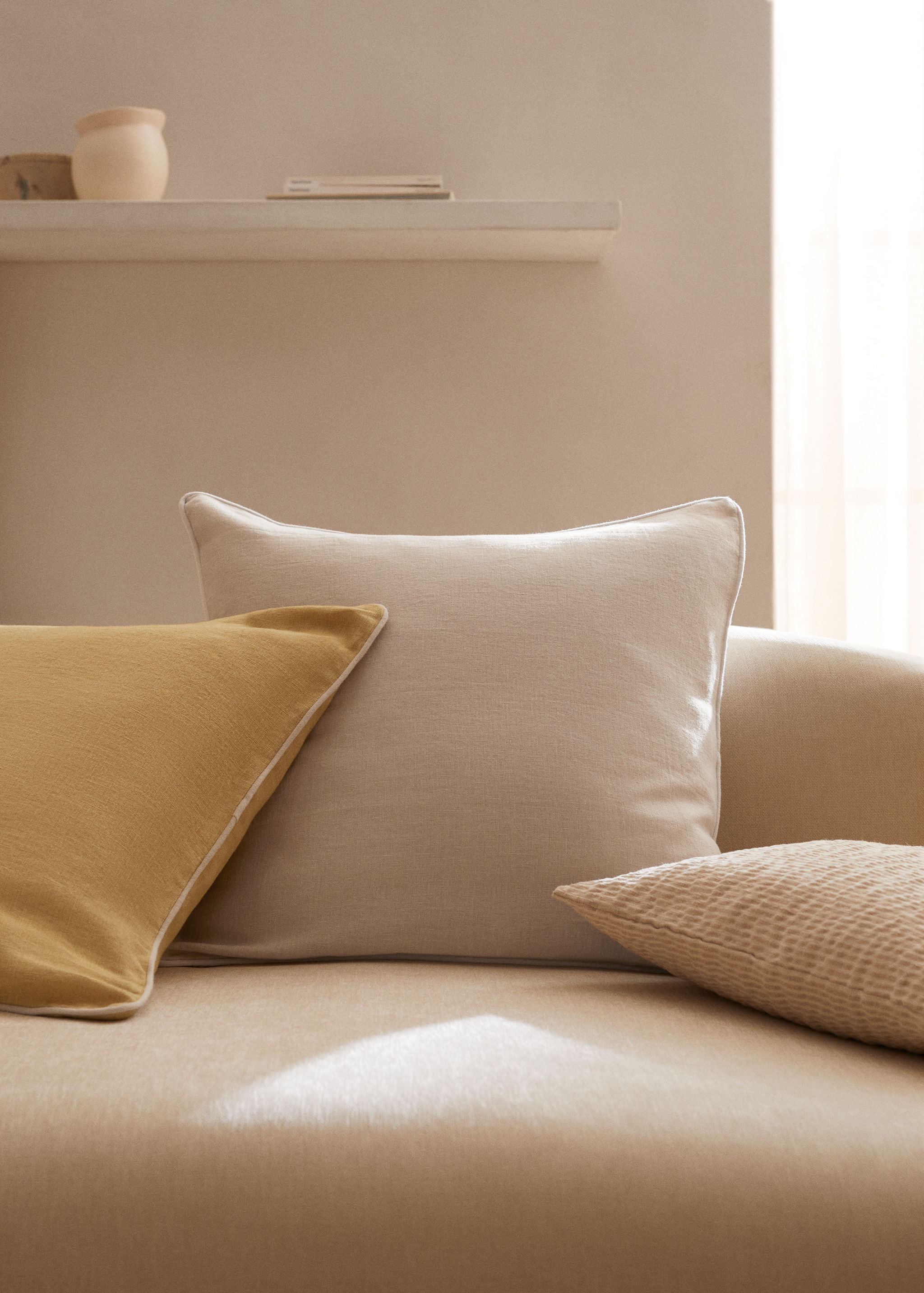 Housse de coussin 100 % lin liseré 60 x 60 cm - Plan général
