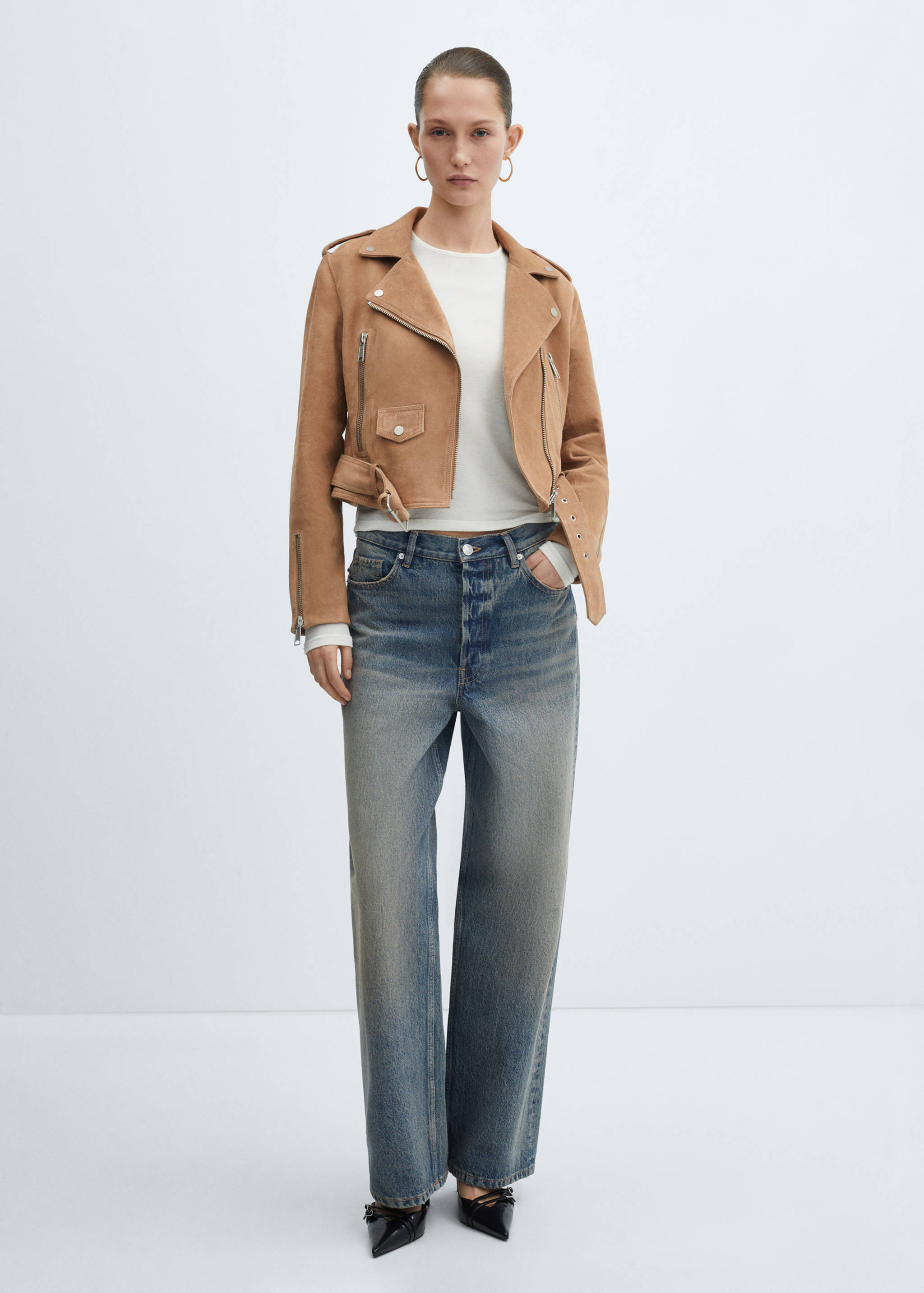 Bikerjacke aus Leder - Allgemeine Ansicht