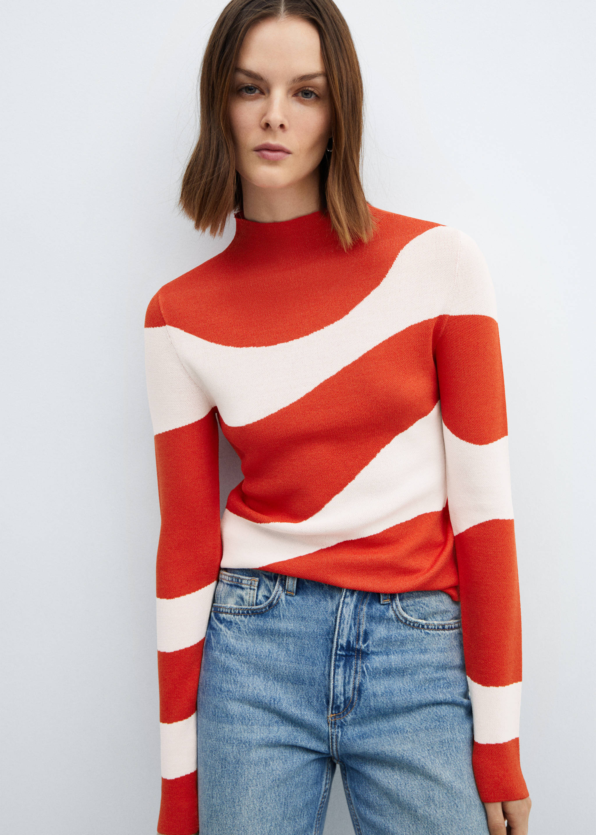 Strickpullover mit halbhohem Kragen - Mittlere Ansicht