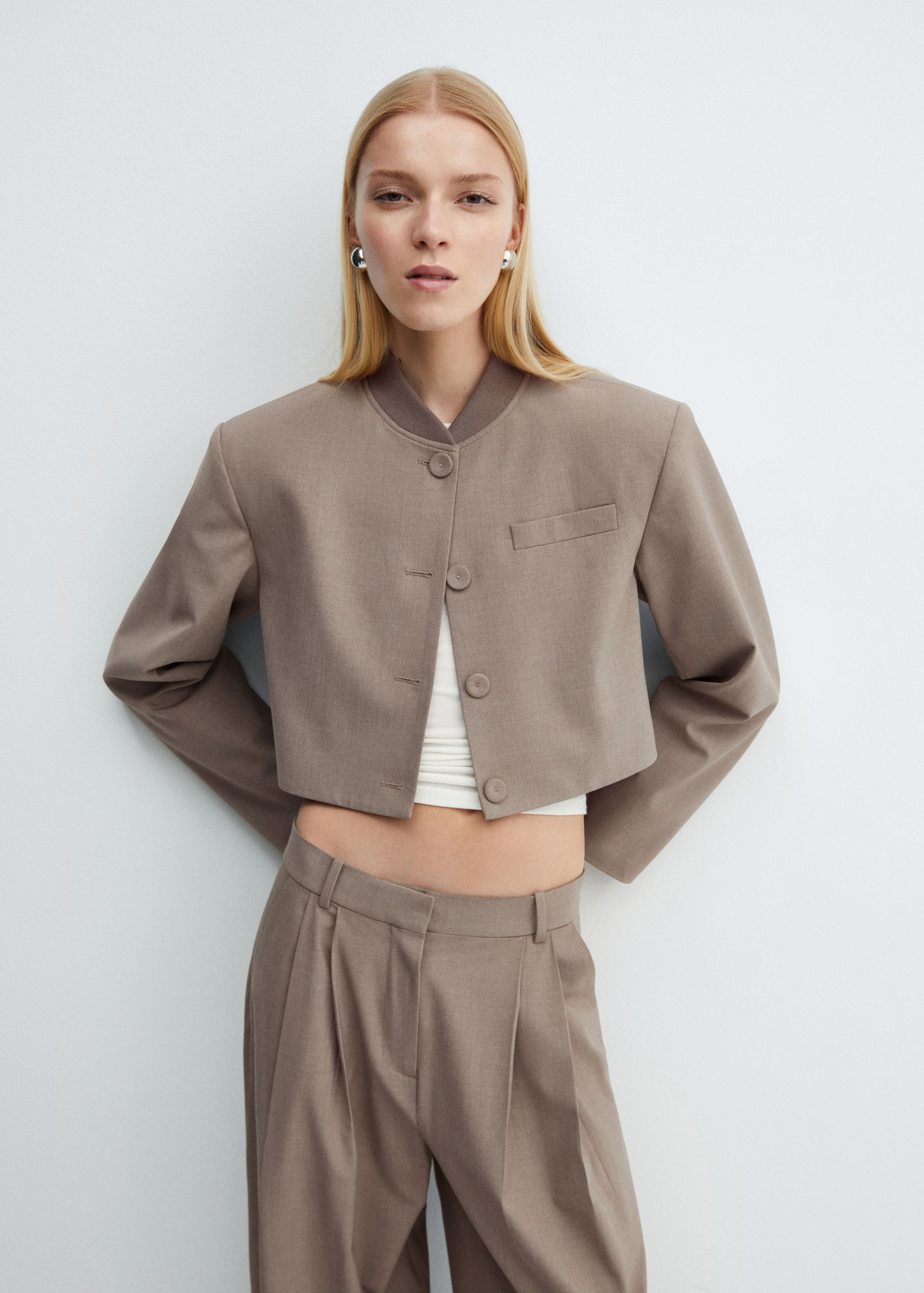 Buttoned cropped jacket - Medium plane