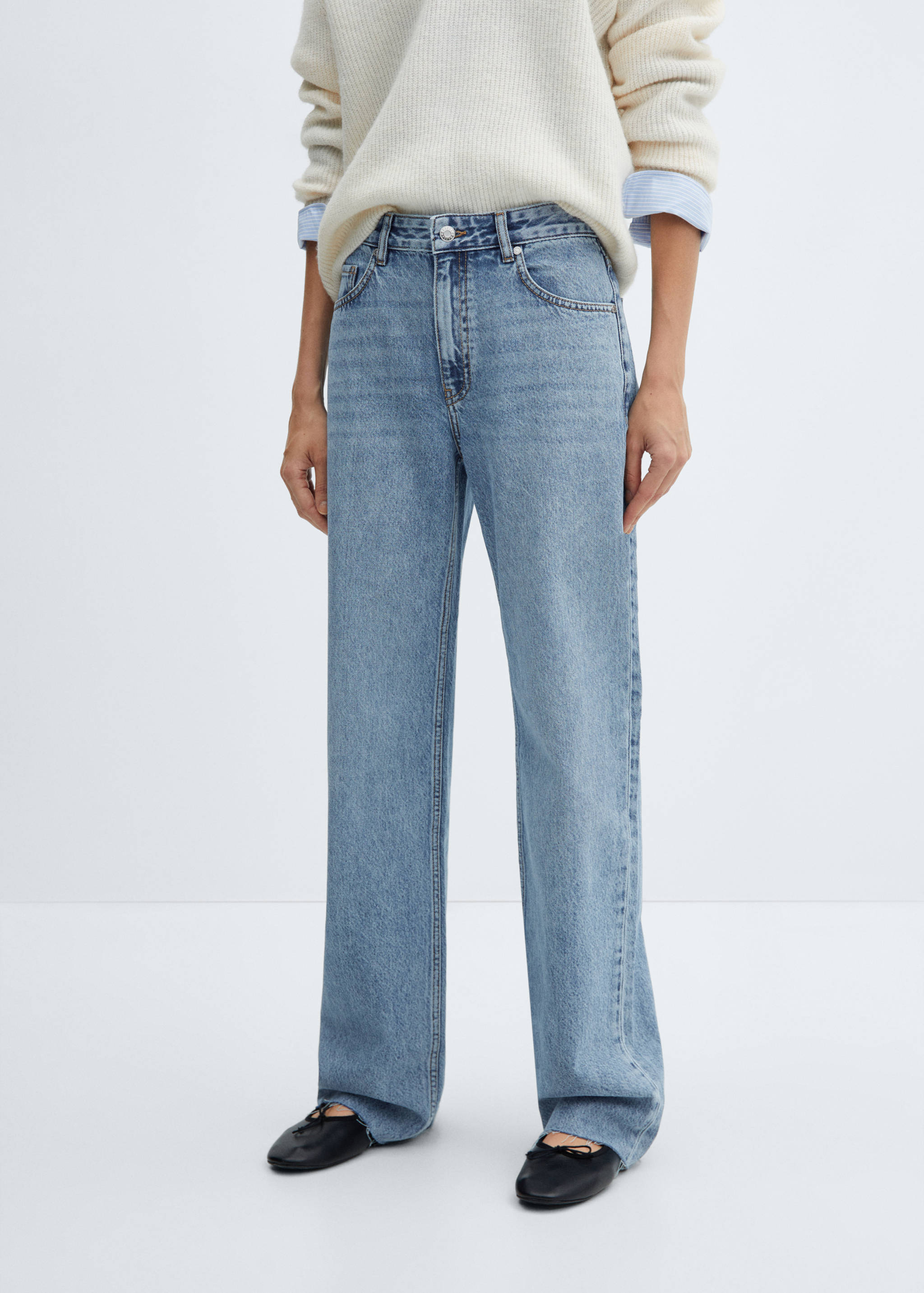 Wide leg mid-rise jeans - Medium plane
