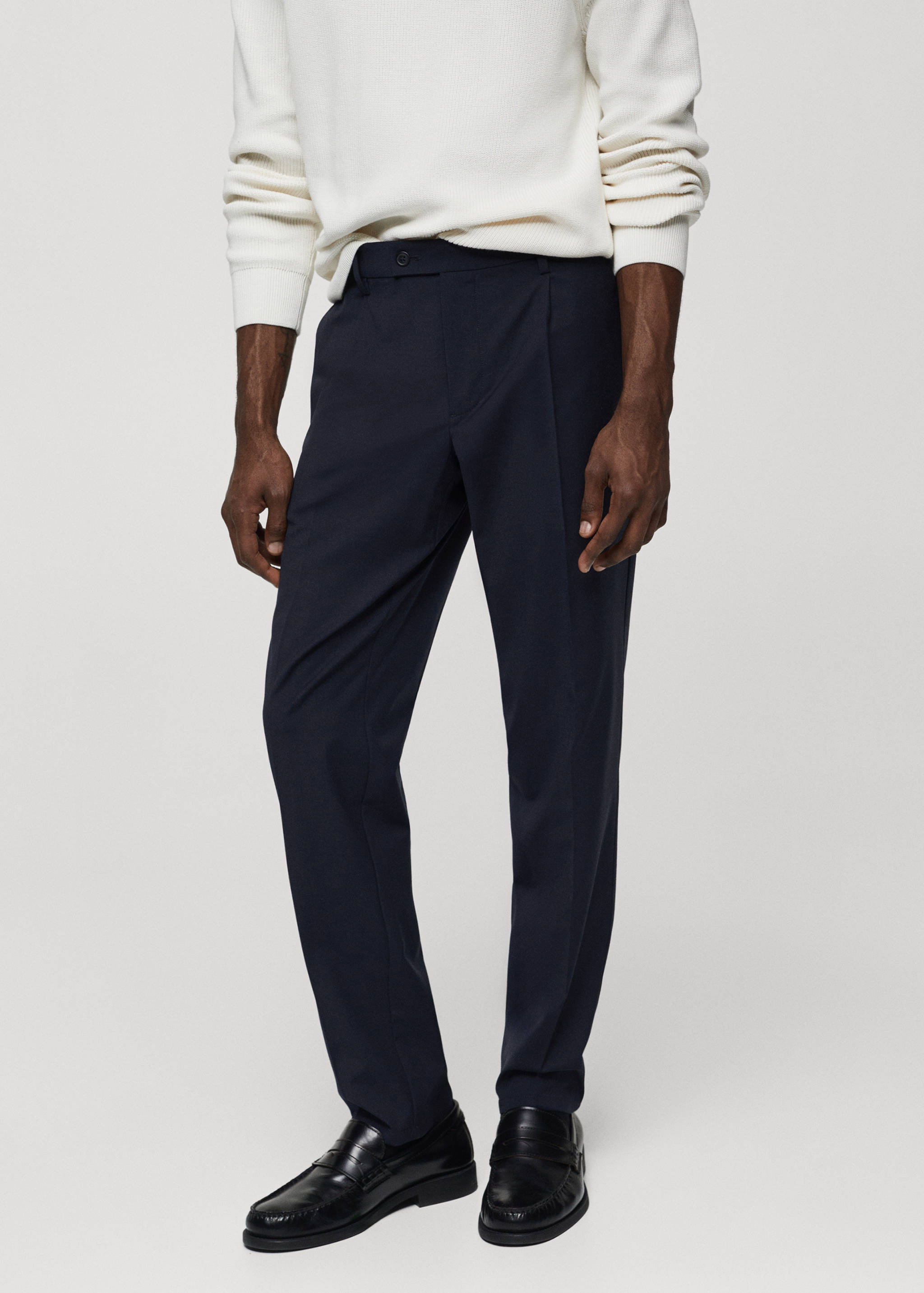 Cold wool trousers with pleat detail - Medium plane