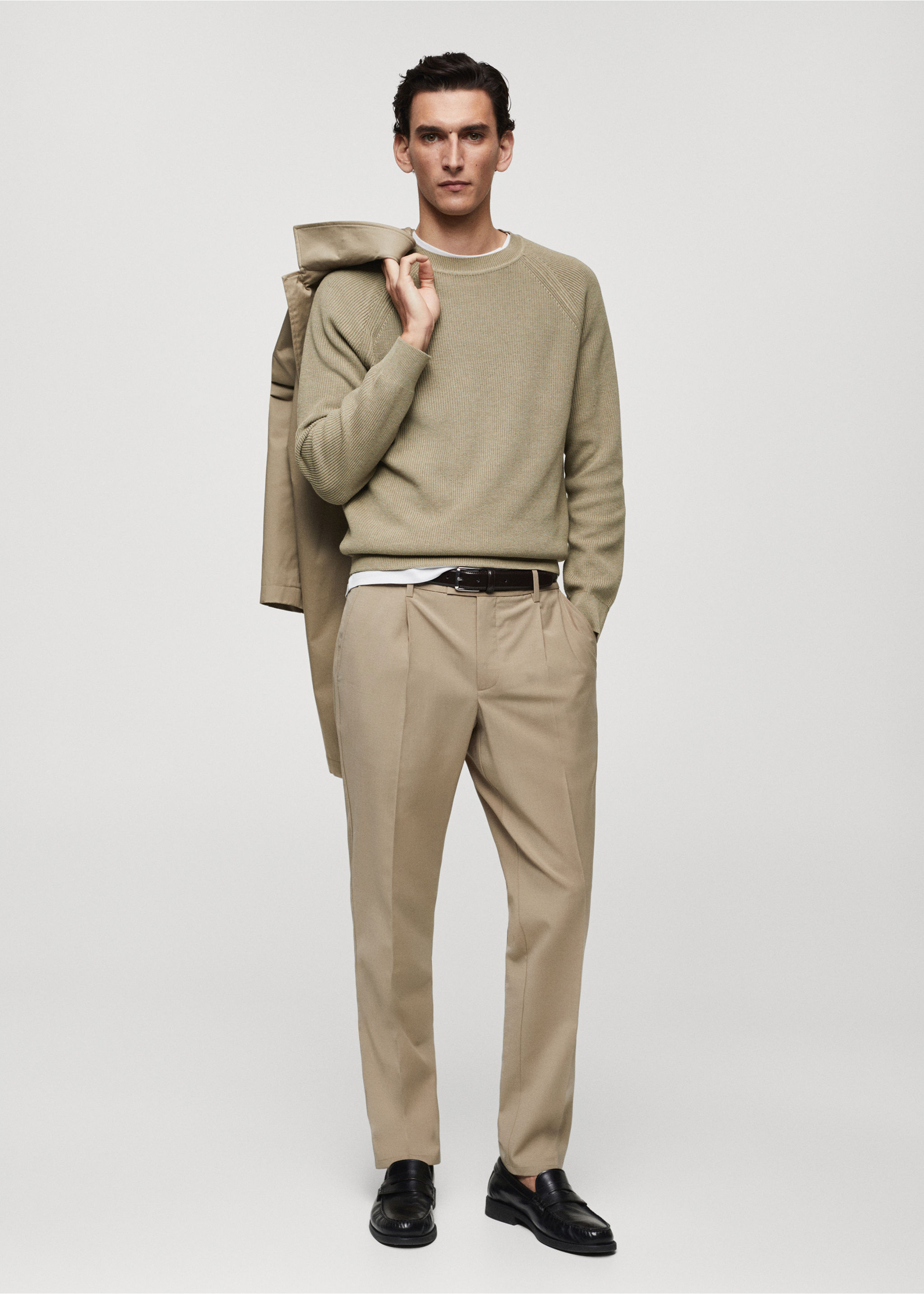 Cold wool trousers with pleat detail - General plane