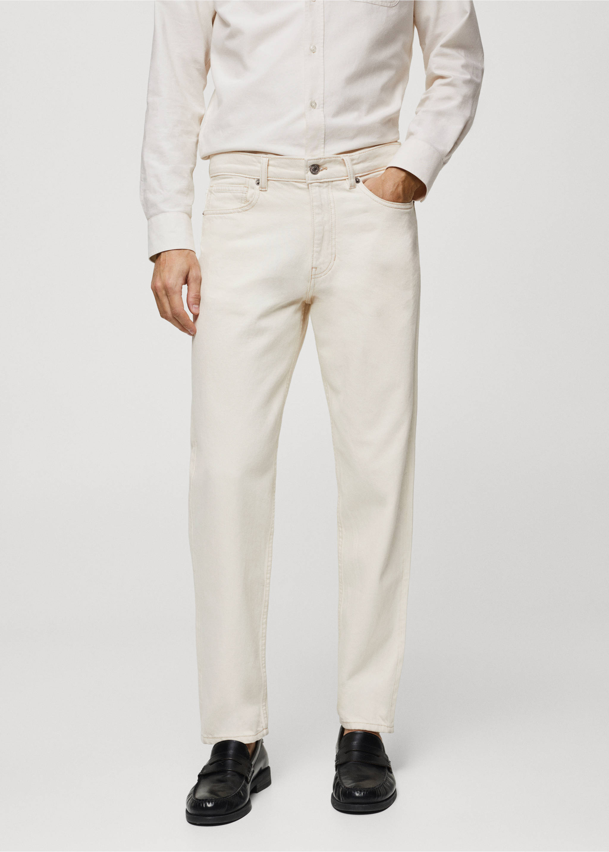 Bob straight-fit jeans - Medium plane, Ecru. Ref: 67074439-00.