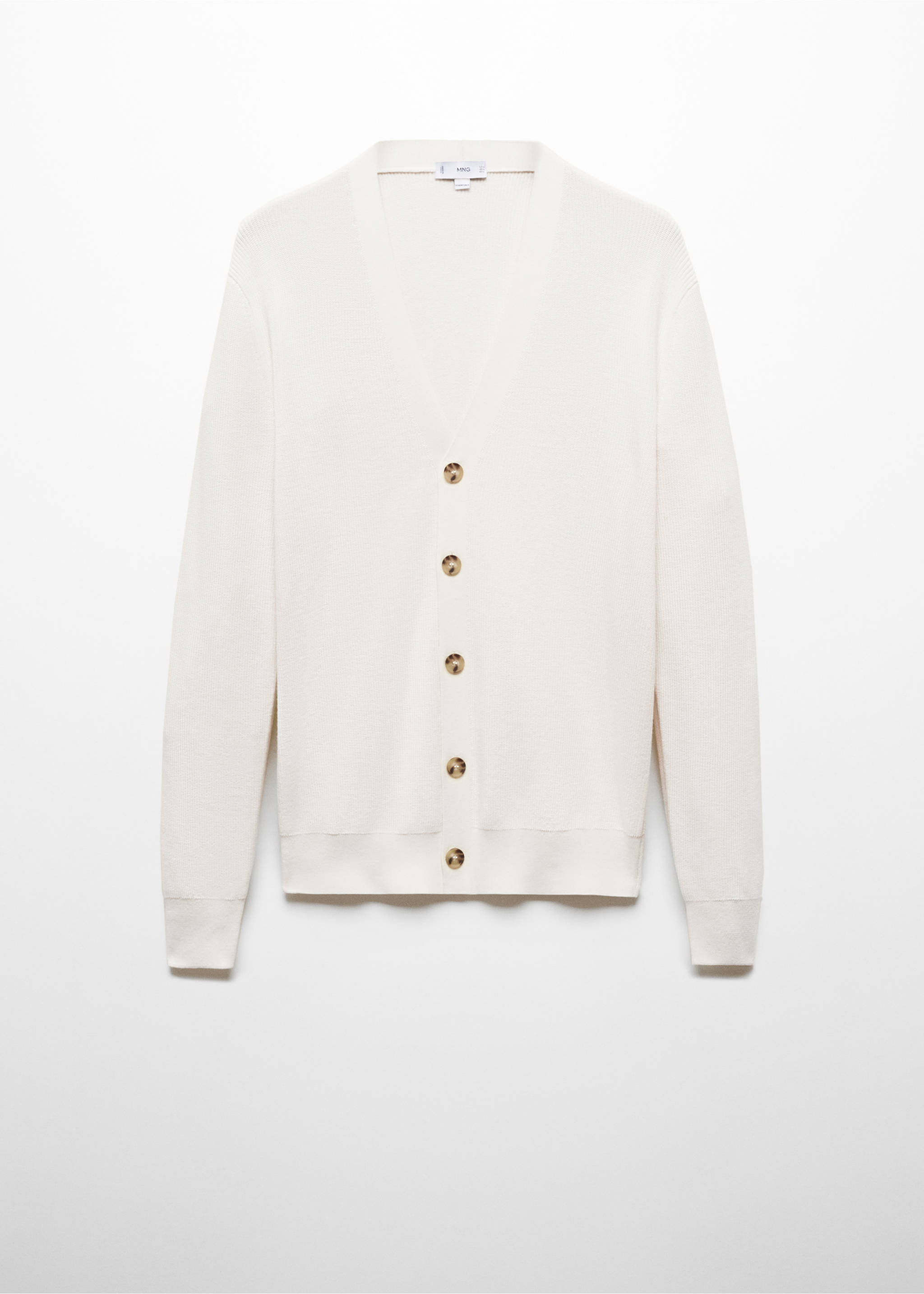 Geknöpfter Cardigan mit Rippstruktur - Artikel ohne Model, Cremeweiß. Ref: 67074449-00.