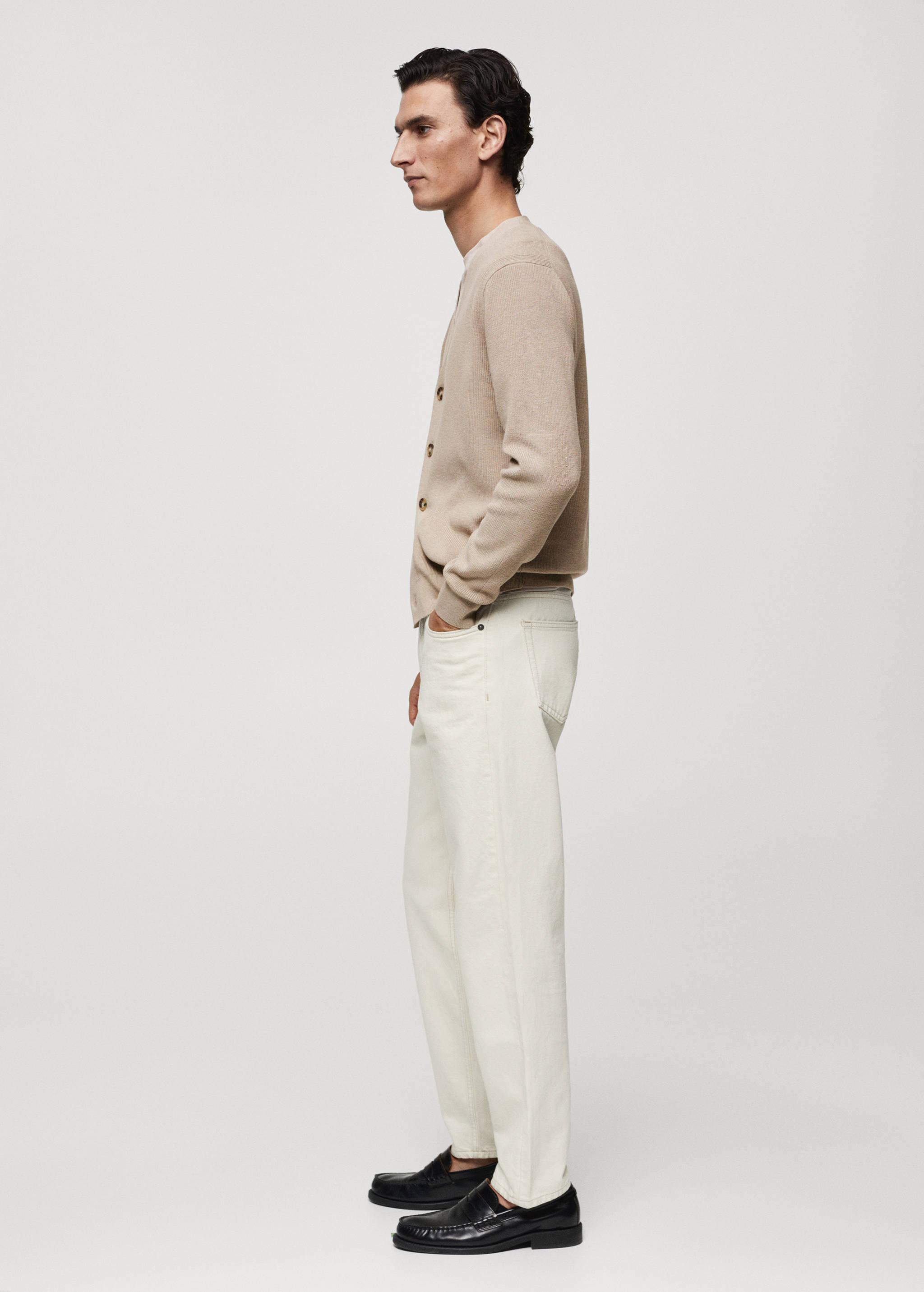 Buttoned ribbed cardigan - Details of the article 2