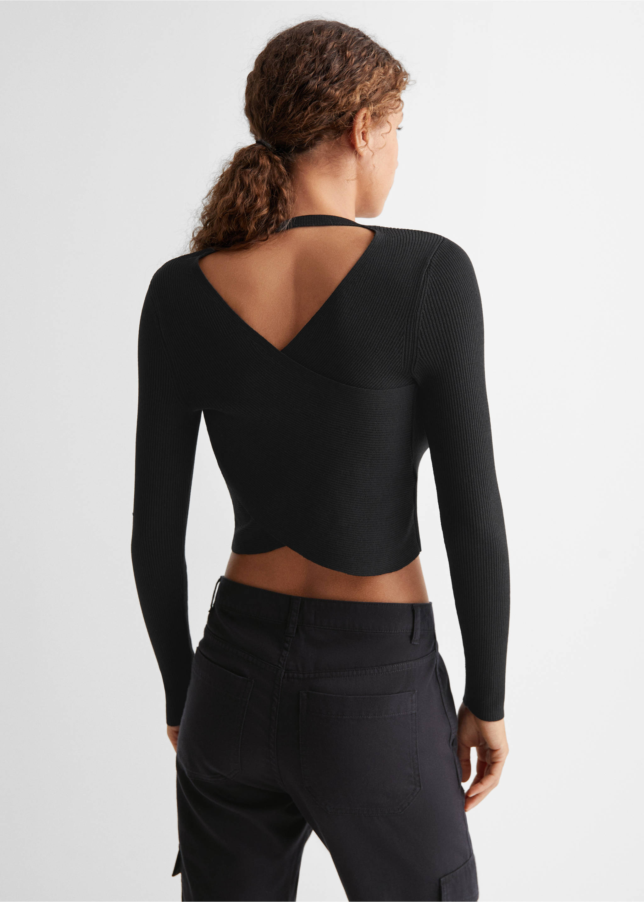 Cut-out knitted sweater - Reverse of the article, Black. Ref: 67074471-00.