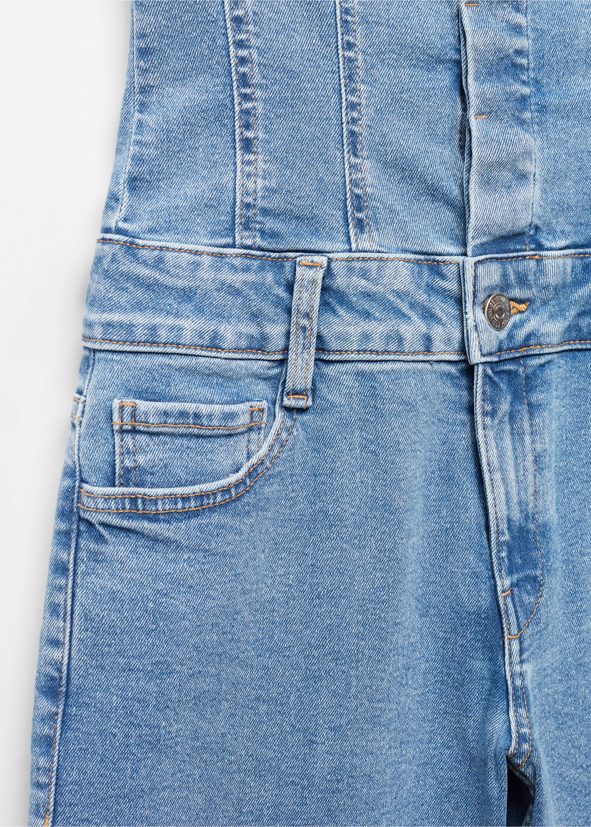 Strapless denim jumpsuit - Details of the article 8, Medium Blue. Ref: 67074789-00.