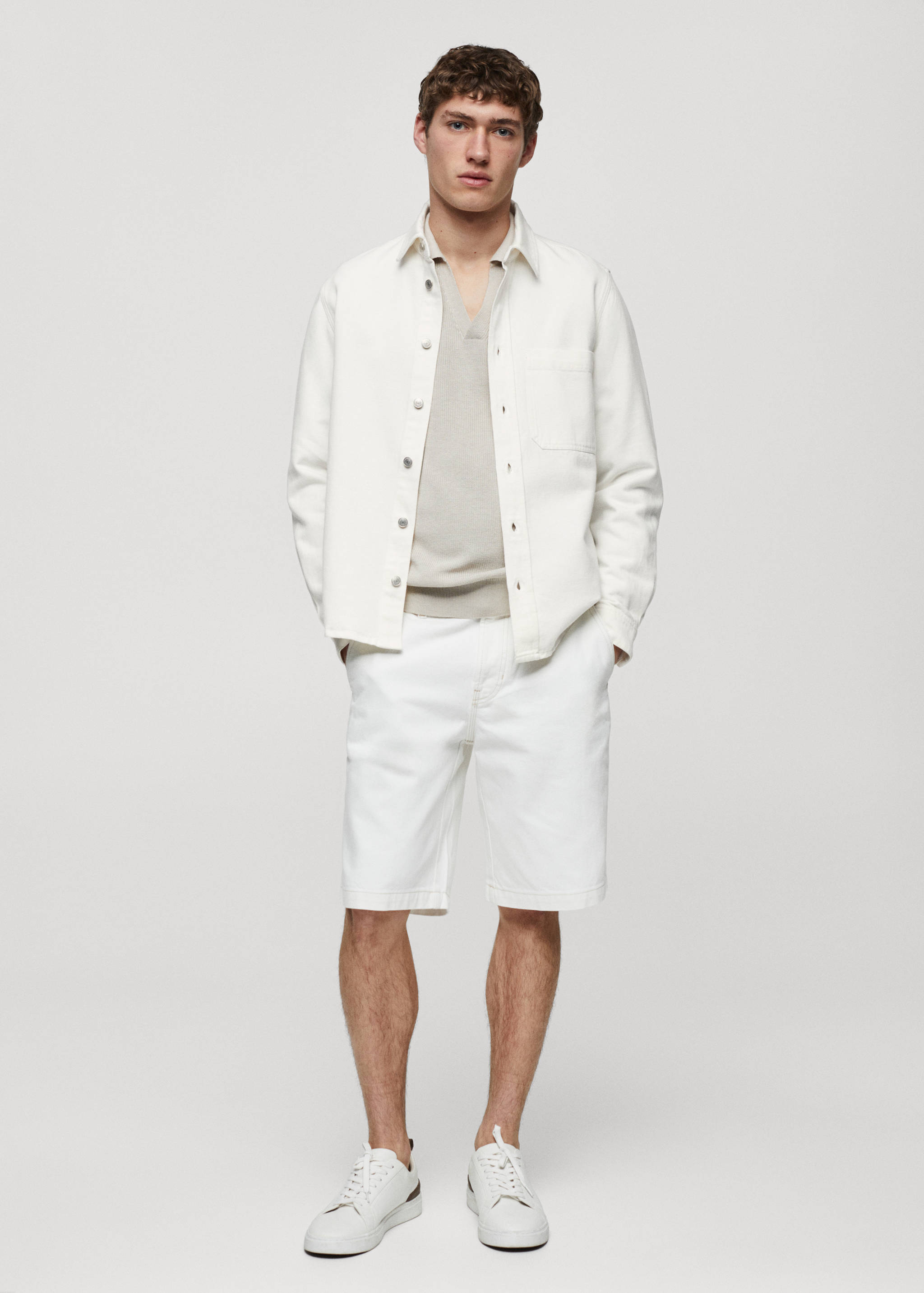 Regular-fit cotton and linen overshirt - General plane