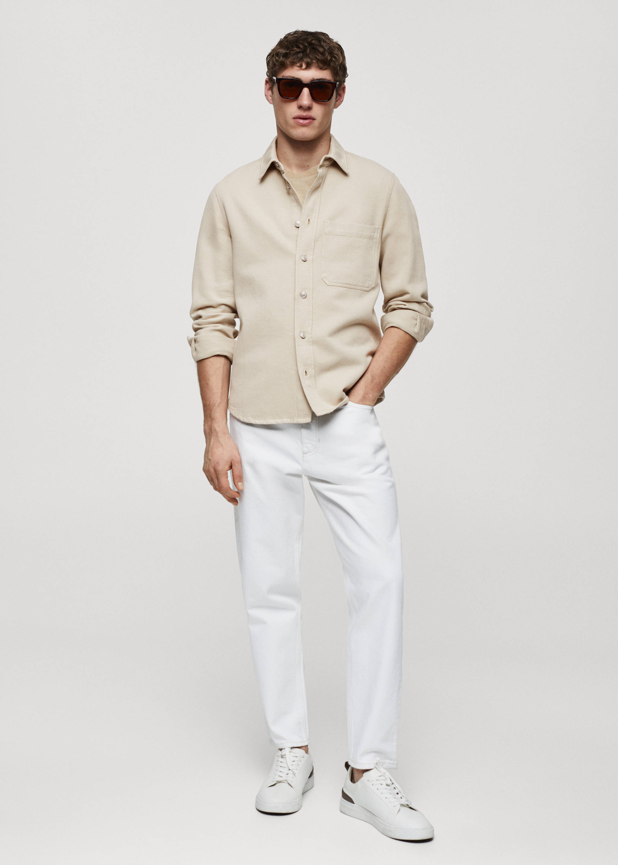 Regular-fit cotton and linen overshirt - General plane