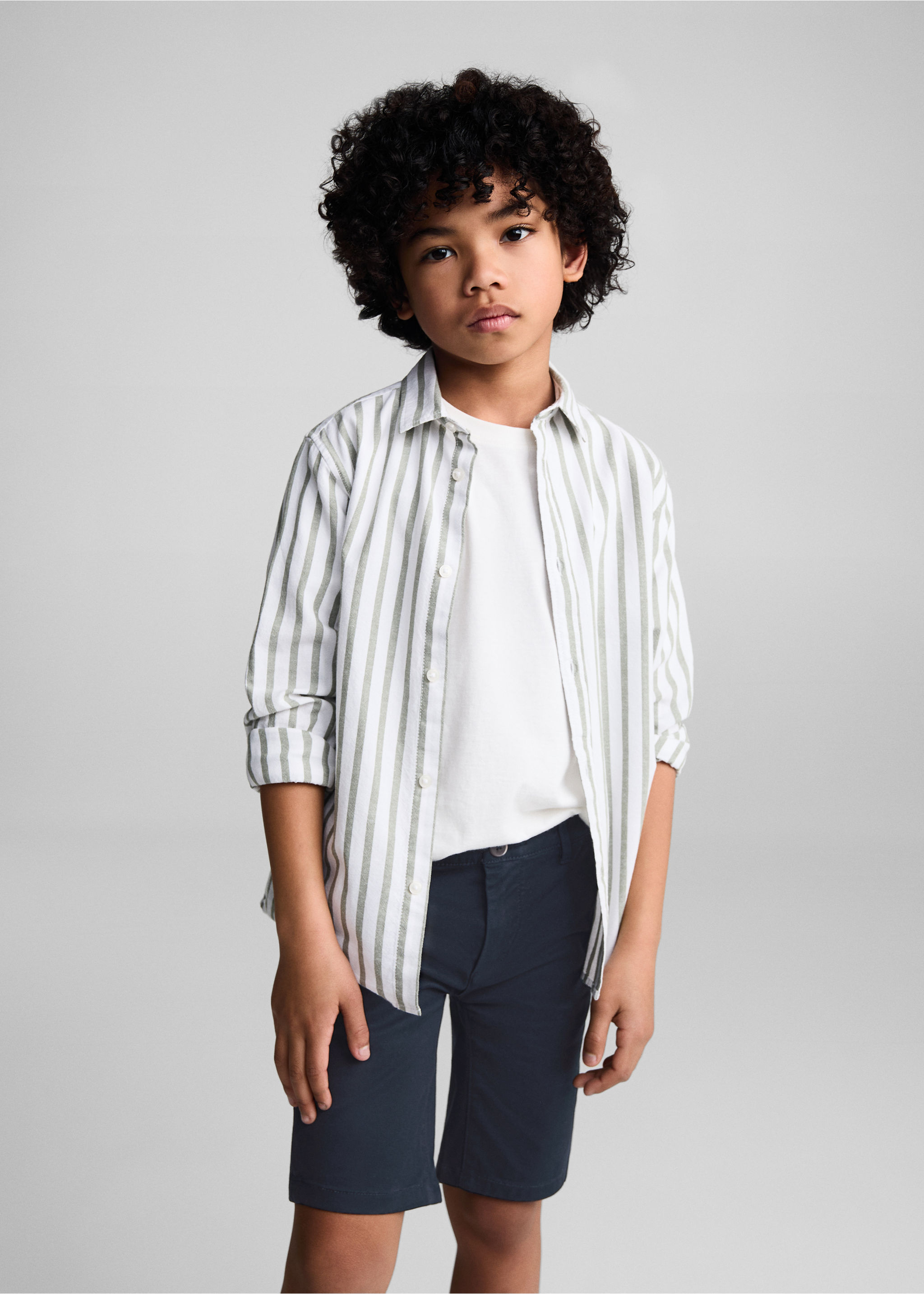 Katoenen chino slim-fit bermuda - Middenvlak