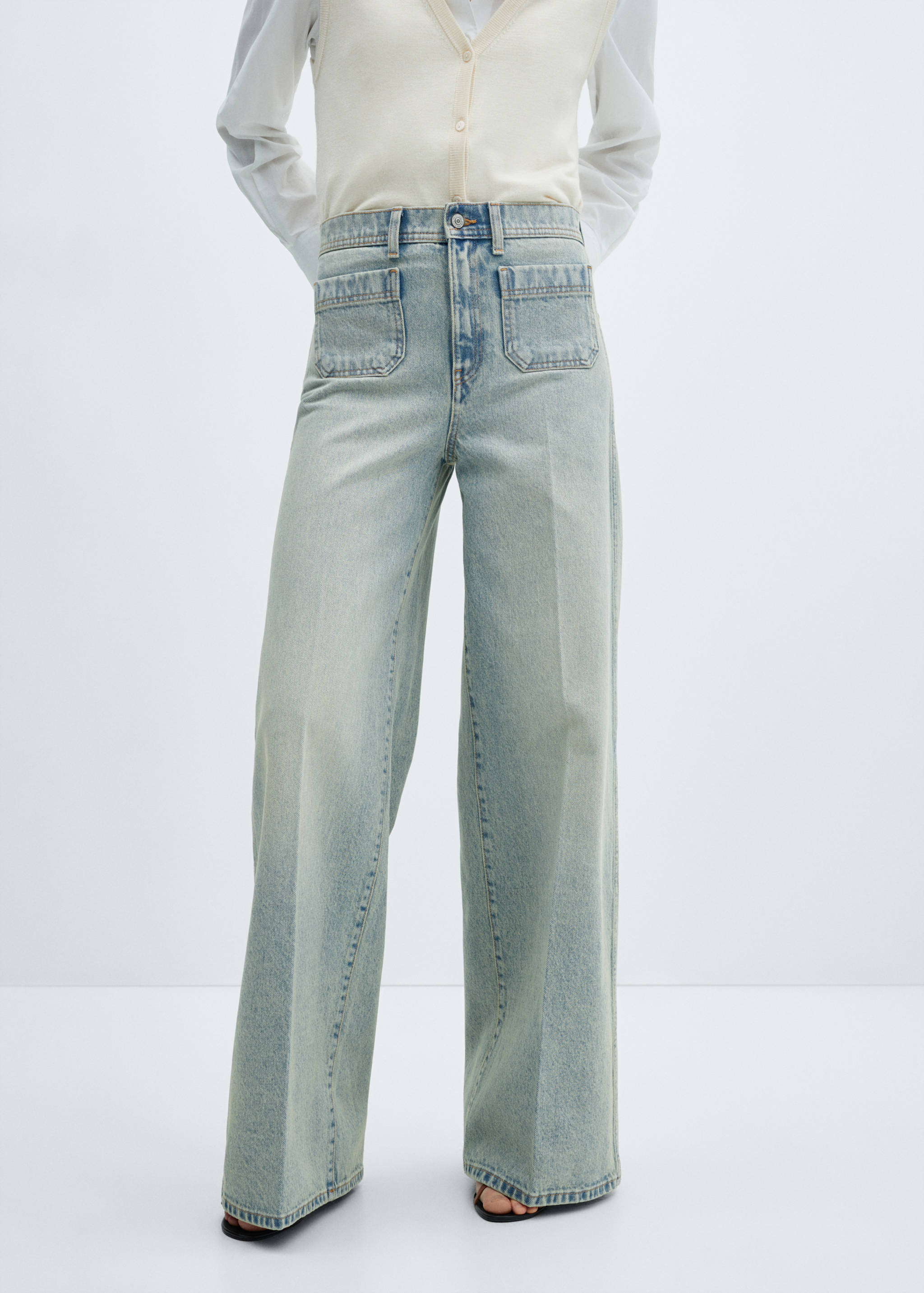 Wide leg jeans with pockets - Medium plane