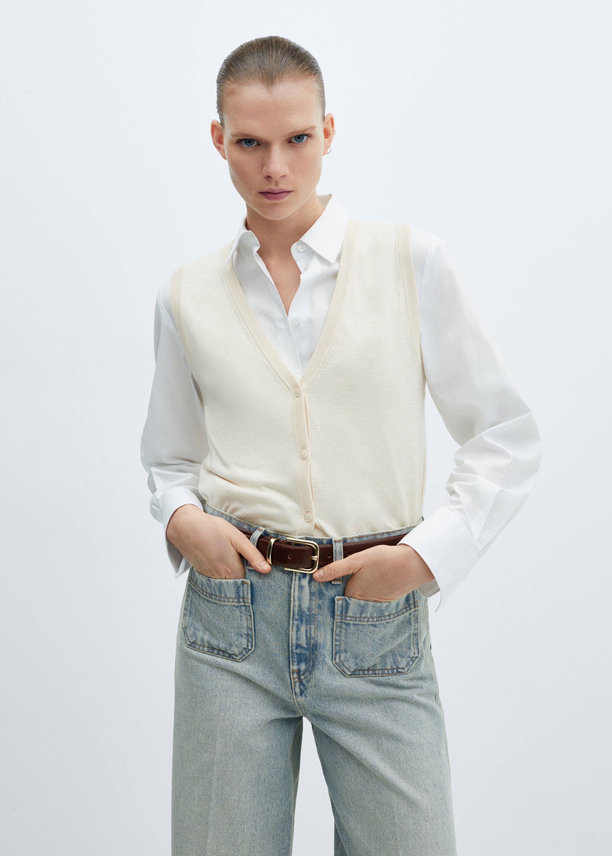 Wide leg jeans with pockets - Details of the article 1