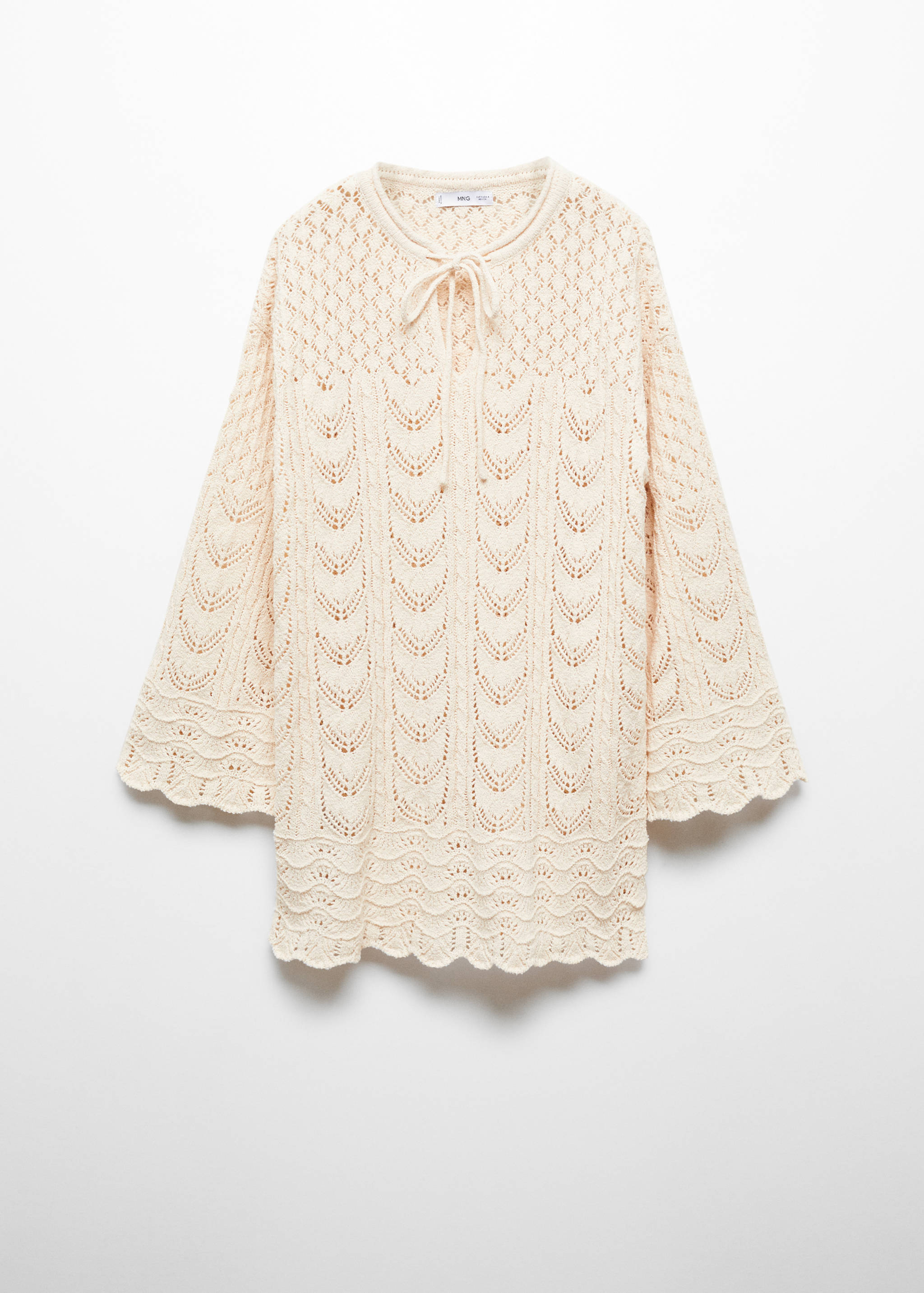 Flared-sleeve crochet dress - Article without model