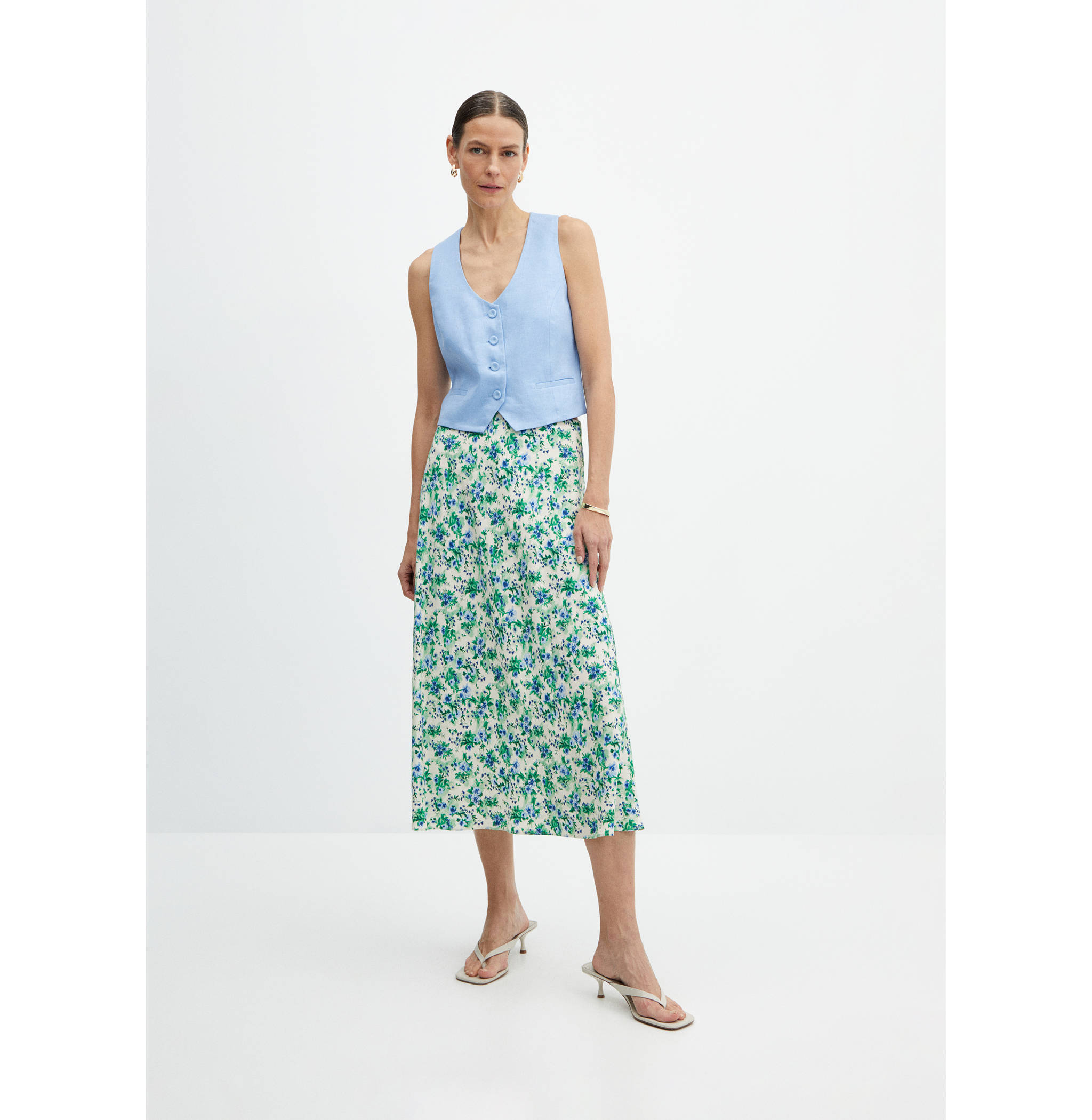Faldilla setinada estampada - Pla general