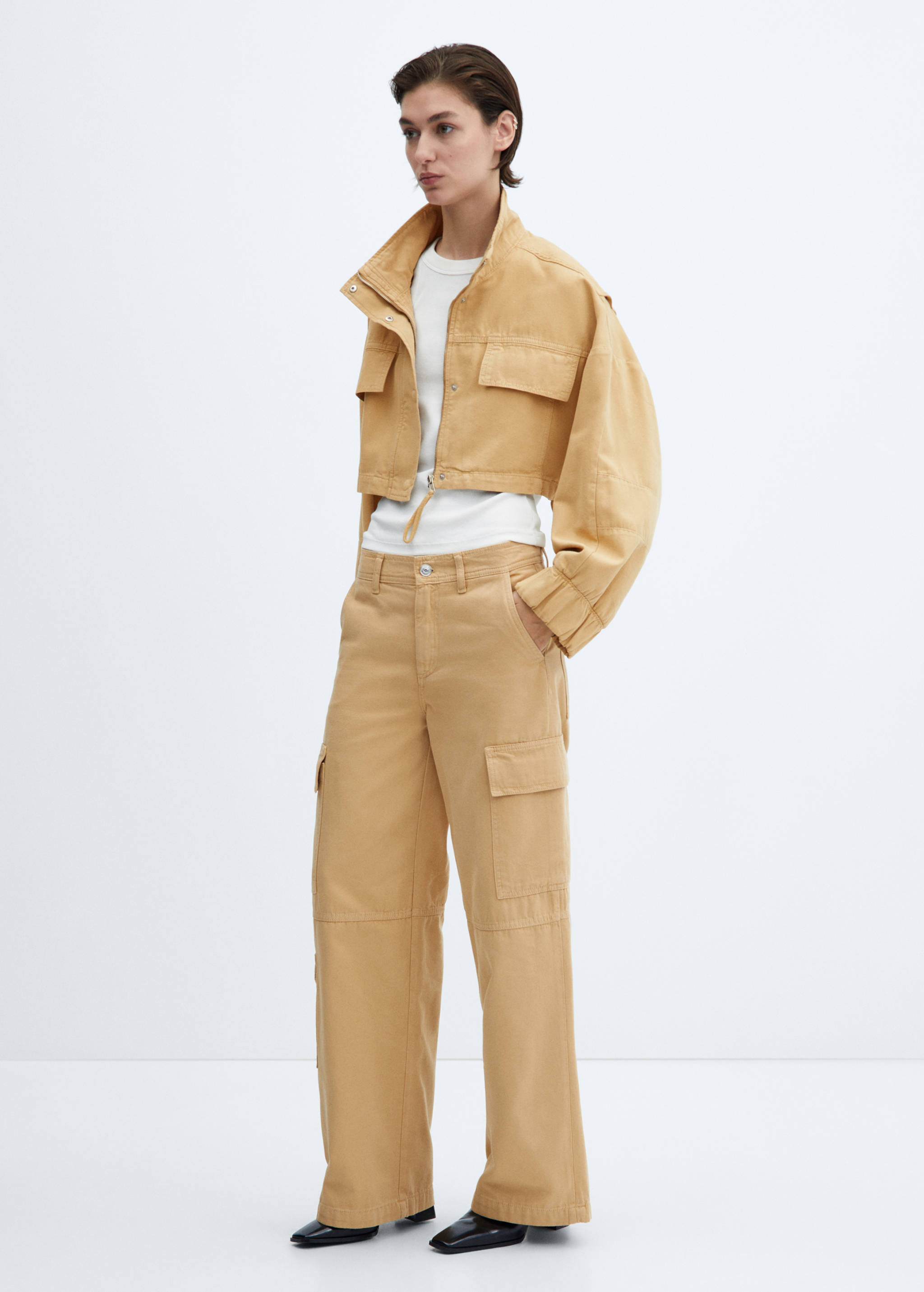 Cropped jacket with pockets - General plane