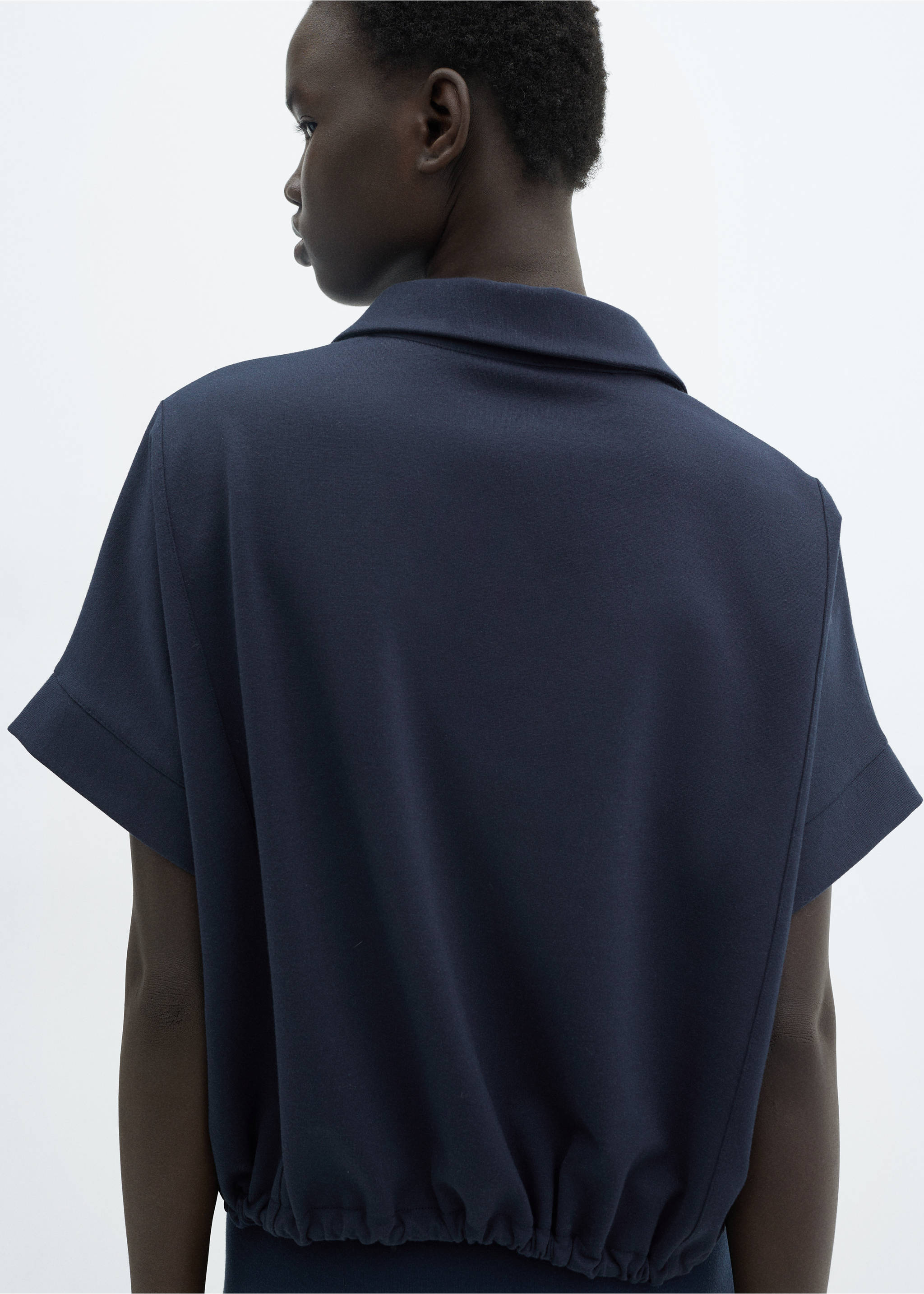 Polo sweatshirt with adjustable drawstring - Reverse of the article, Dark Navy. Ref: 67075758-00.