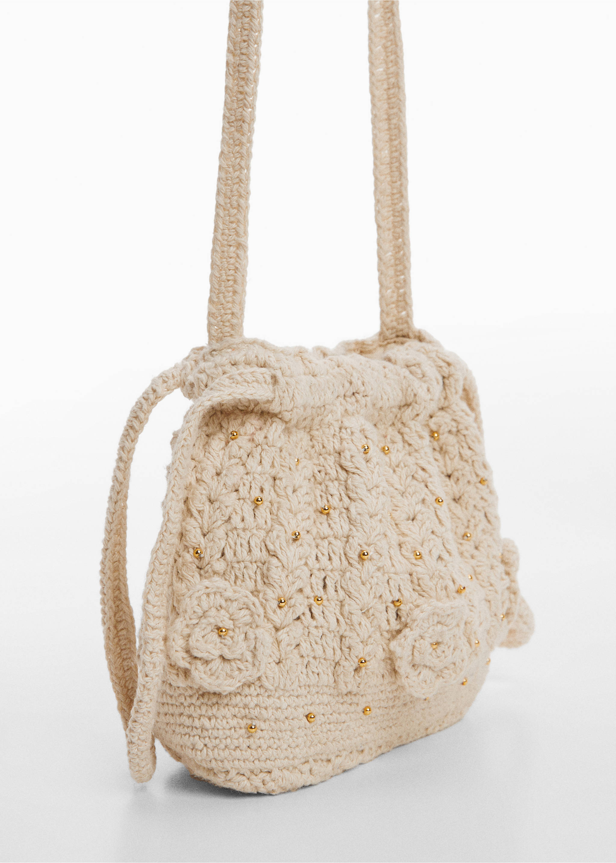 Floral crochet bag - Medium plane, Sand. Ref: 67075978-00.