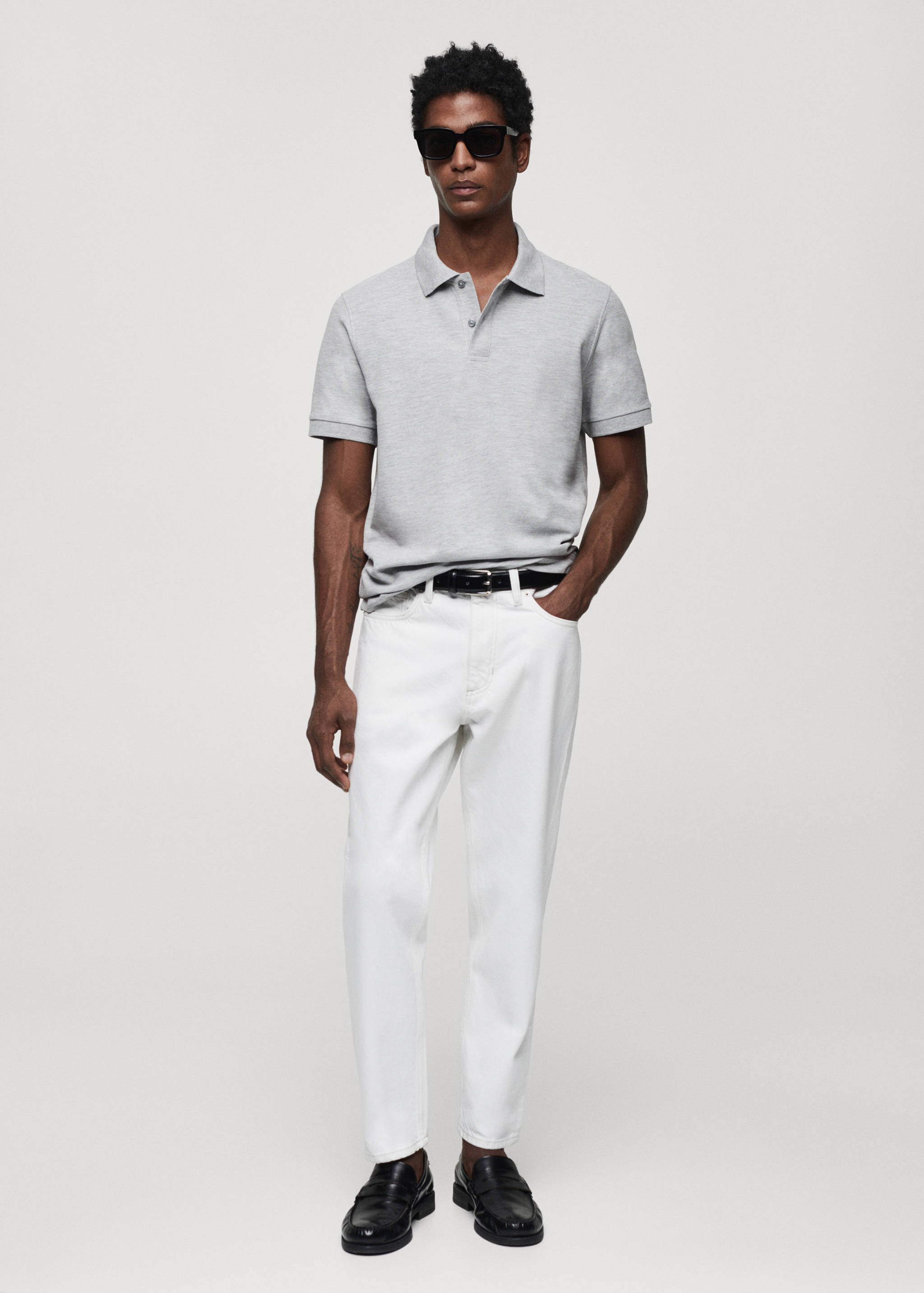 100% cotton pique polo shirt - General plane