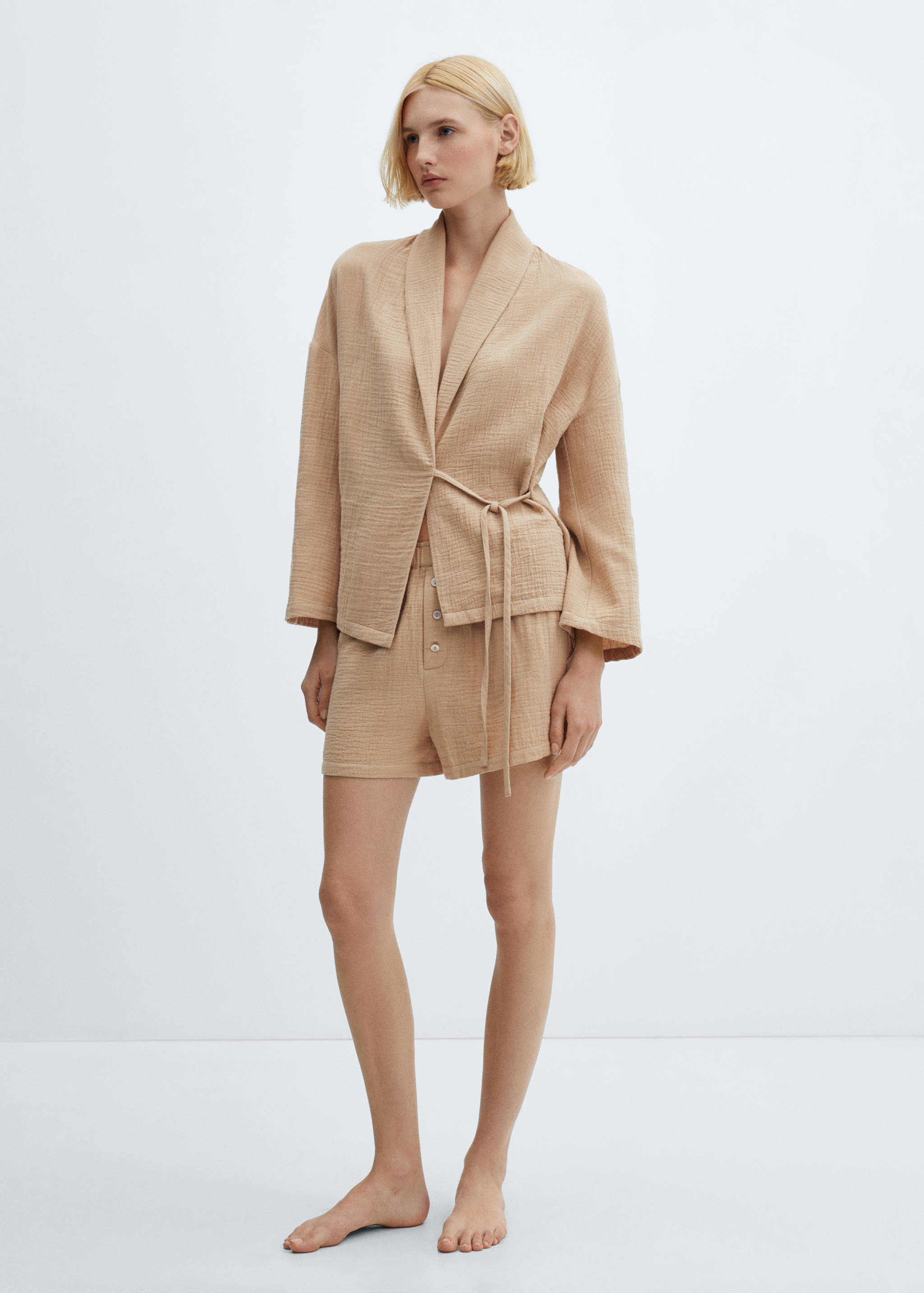 Pyjama-Shorts aus Baumwoll-Gaze - Allgemeine Ansicht