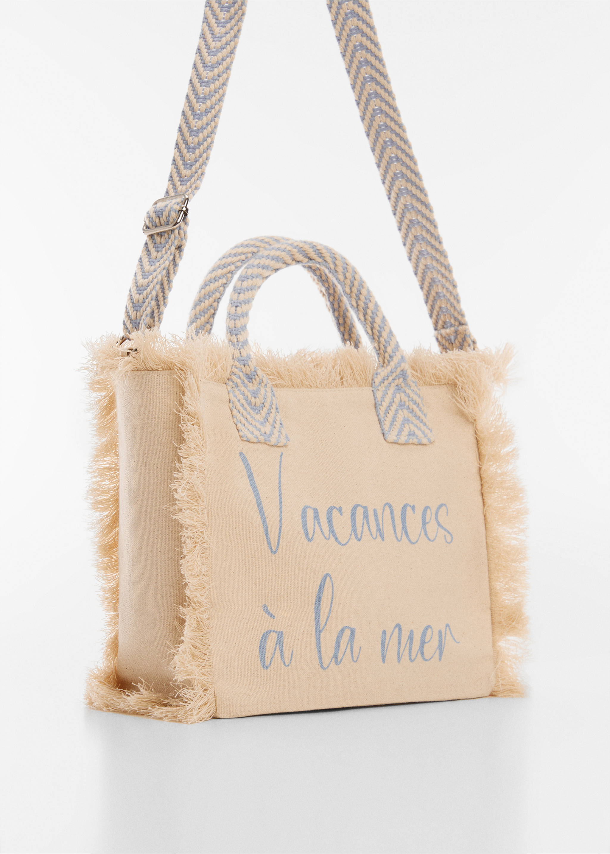 Fringed shopper bag - Medium plane, Sand. Ref: 67075991-00.