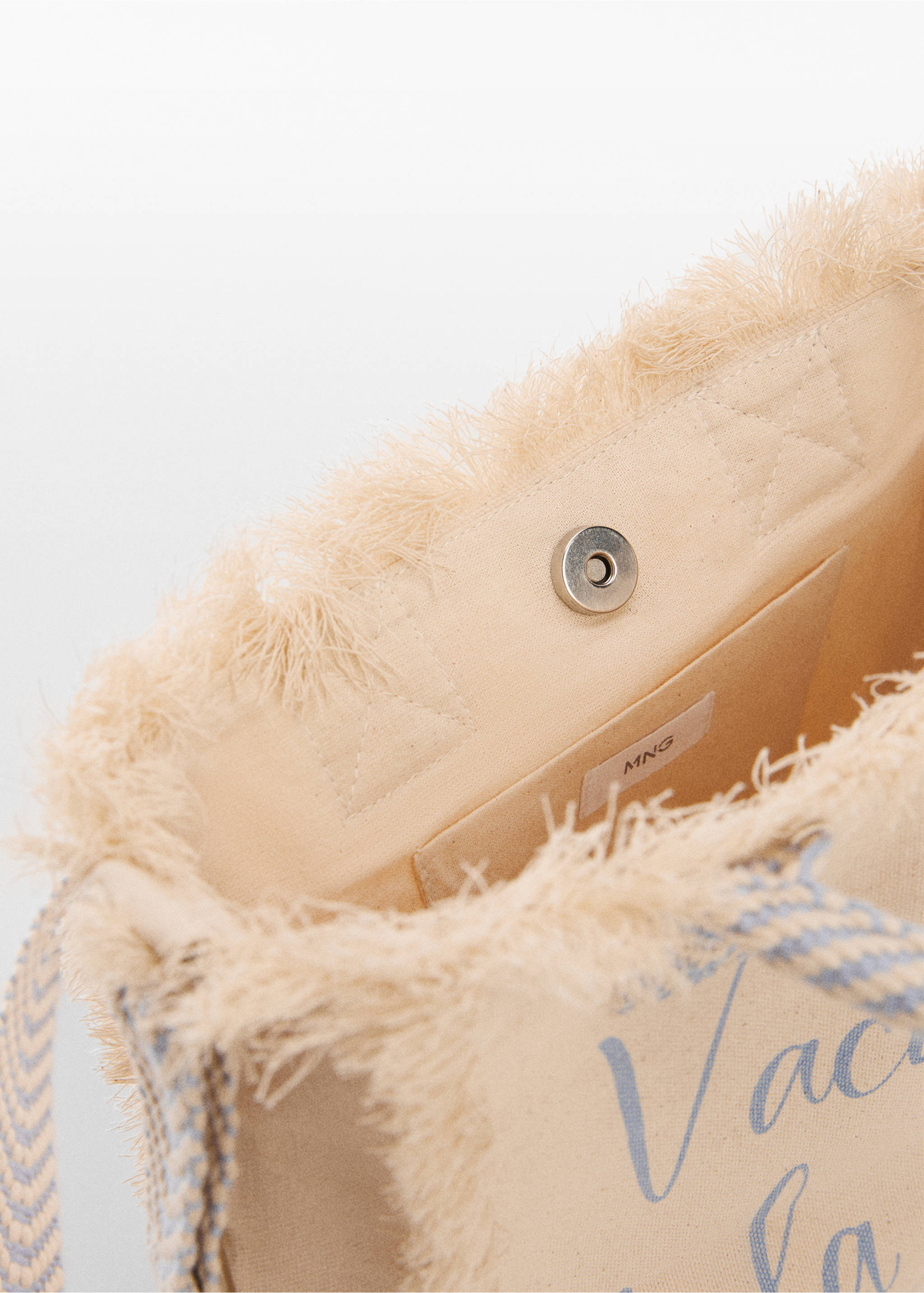 Fringed shopper bag - Details of the article 1, Sand. Ref: 67075991-00.
