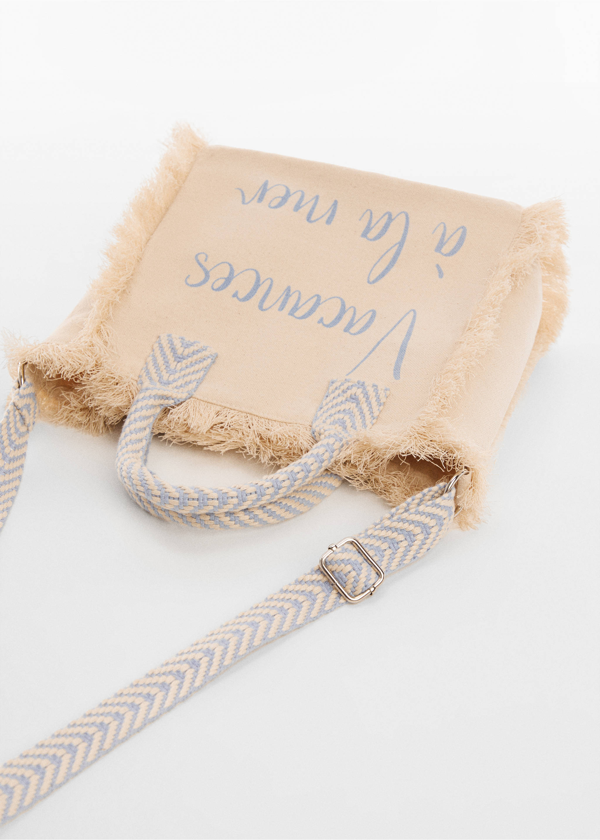 Fringed shopper bag - Details of the article 2, Sand. Ref: 67075991-00.