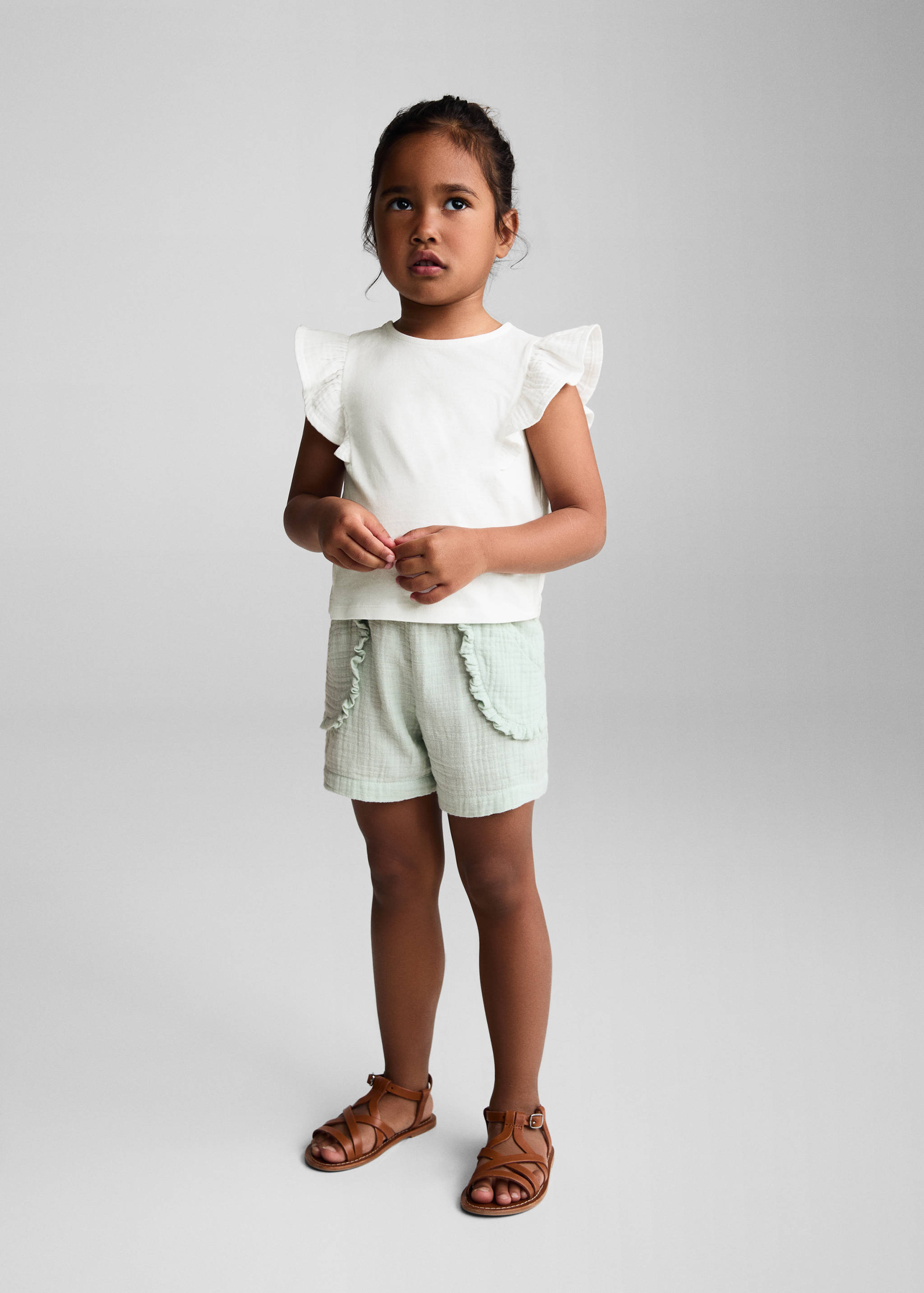 Cotton drawstring waist shorts - General plane