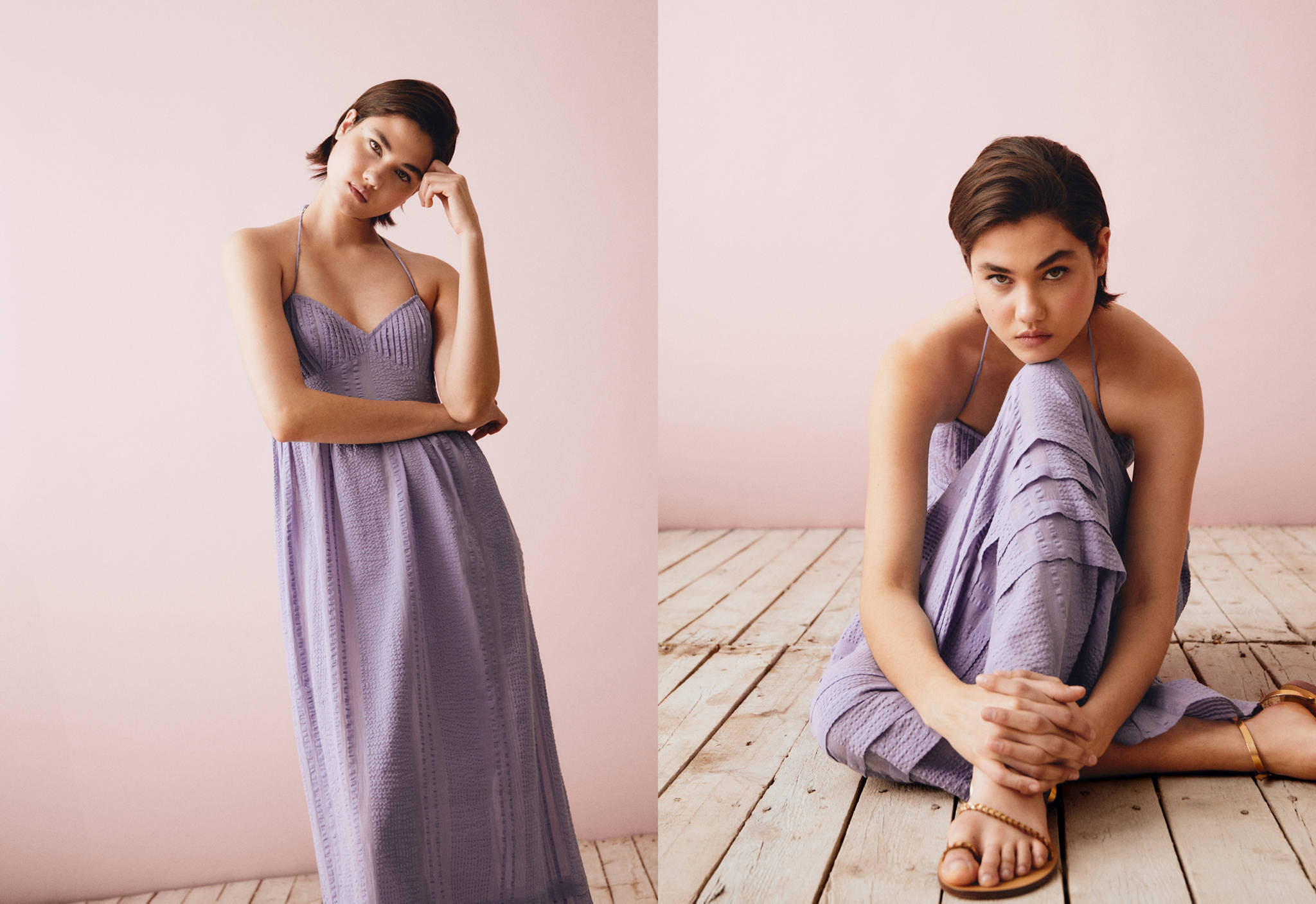 Textured maxi-dress - Panoramic plane