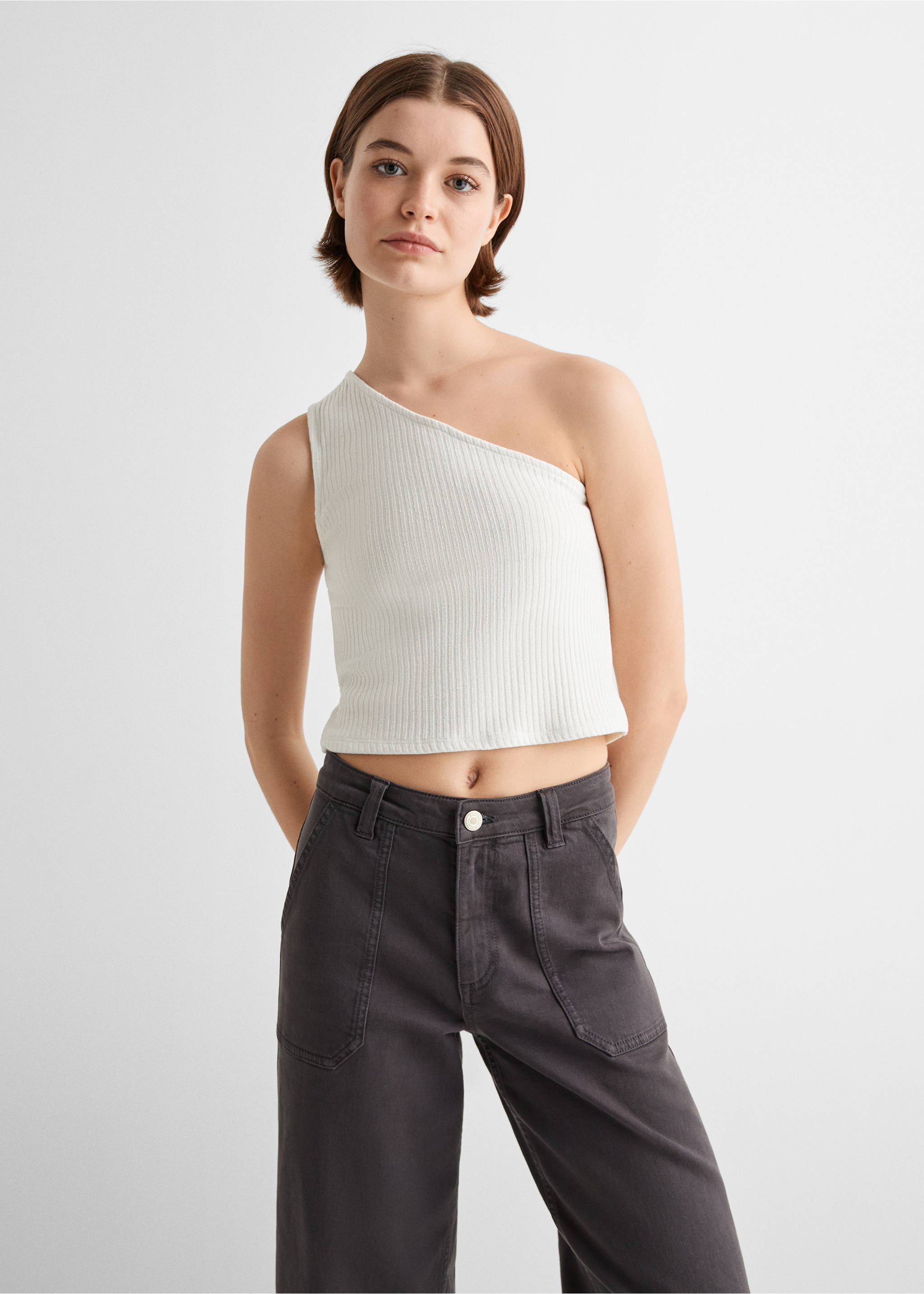 Lurex ribbed top - Medium plane, Off White. Ref: 67076010-00.